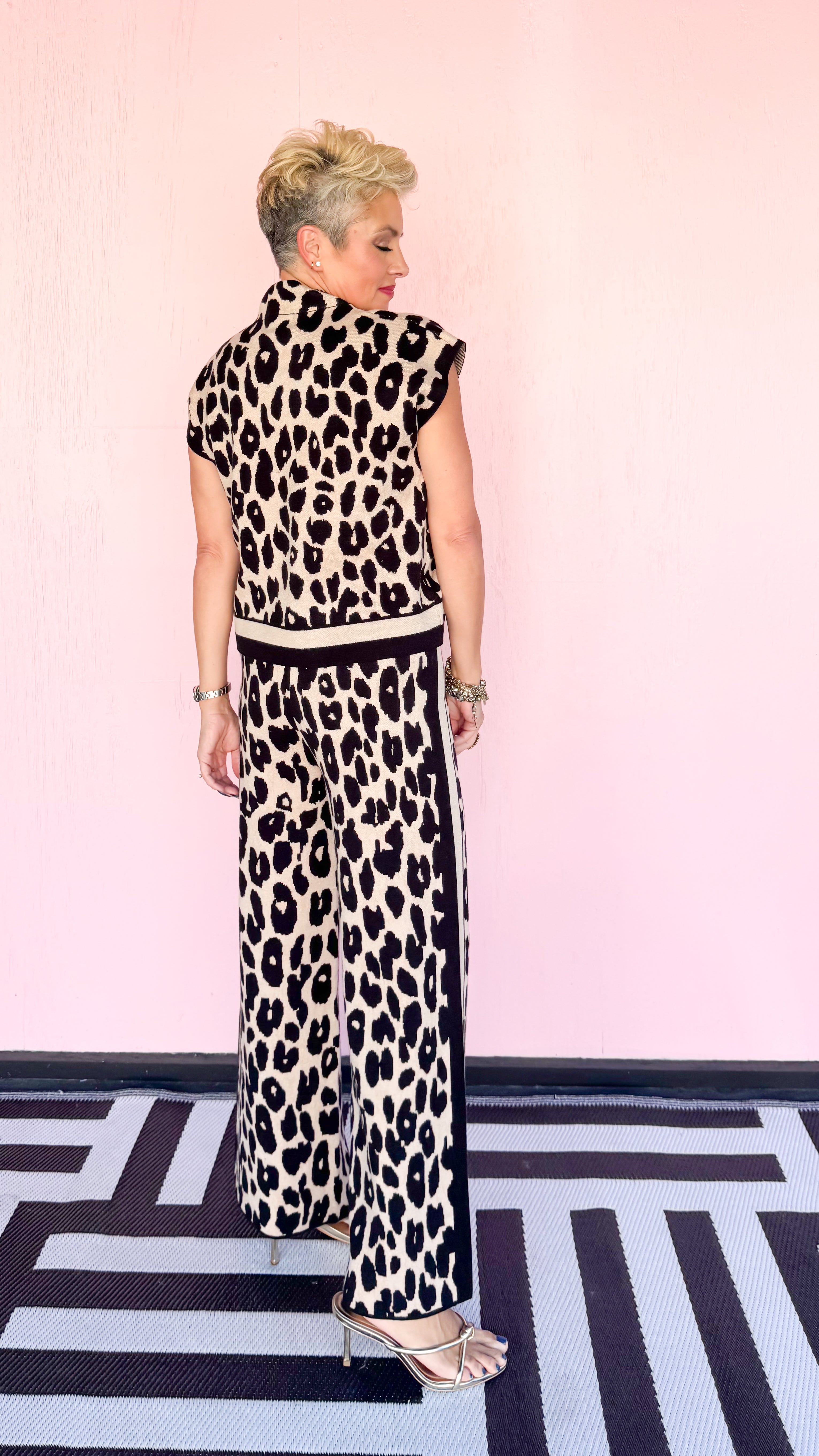 Kiki Leopard Knit Pants/Black - The BLVD