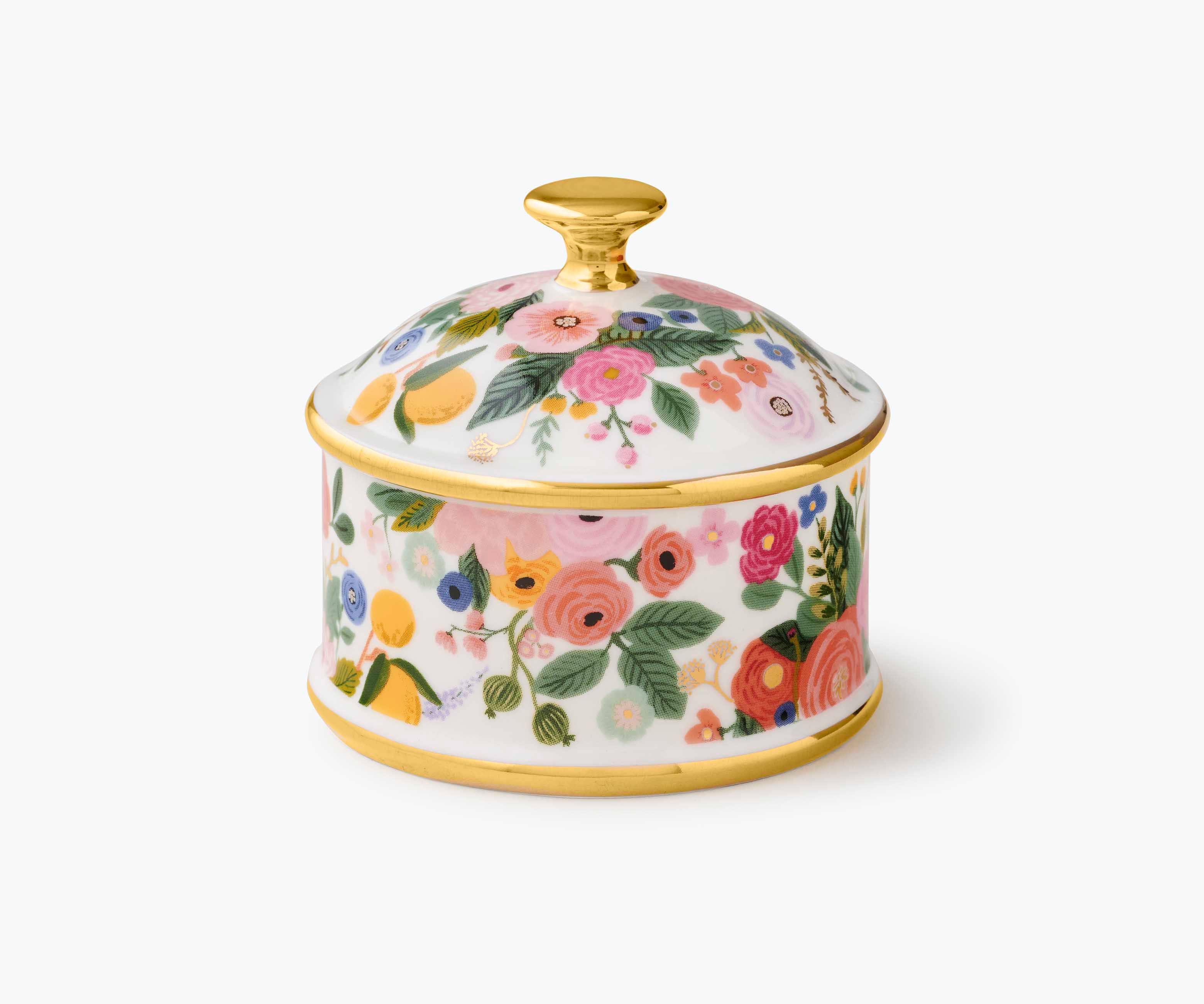 Garden Party round porcelain box product photo - full view - BLVD Boutik