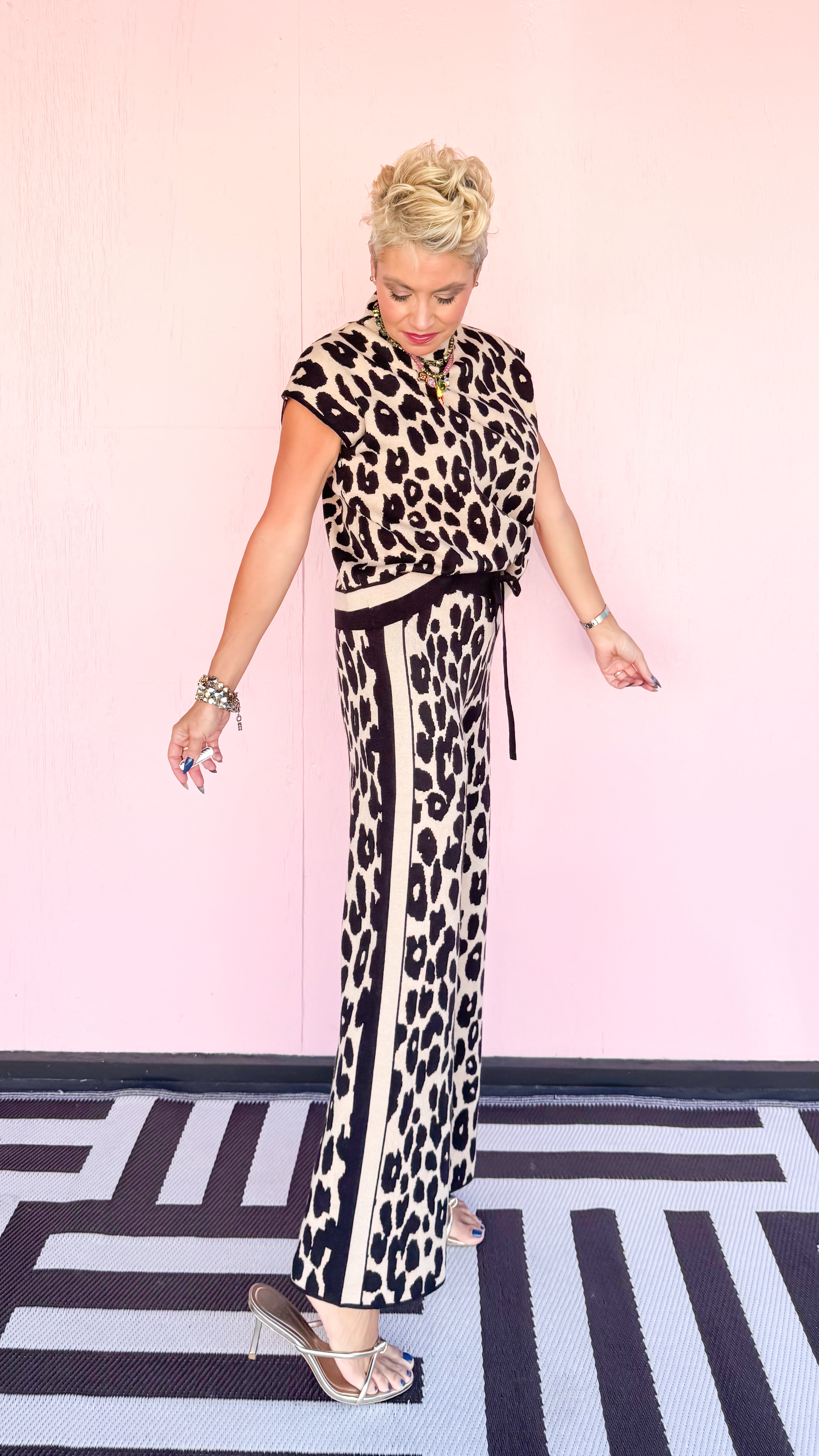 Kiki Leopard Knit Pants/Black - The BLVD