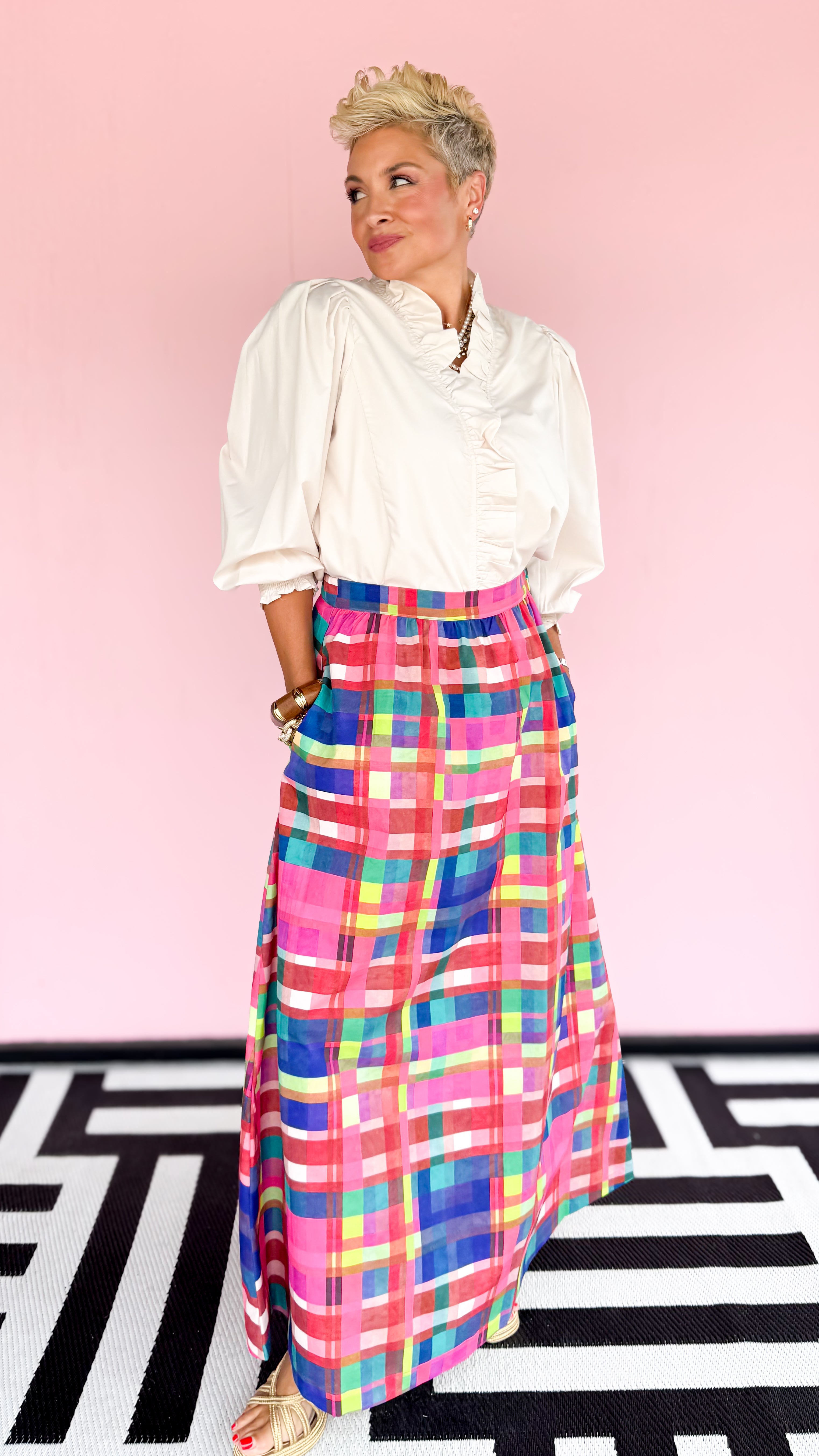 Daphne Maxi Skirt/Hot Pink