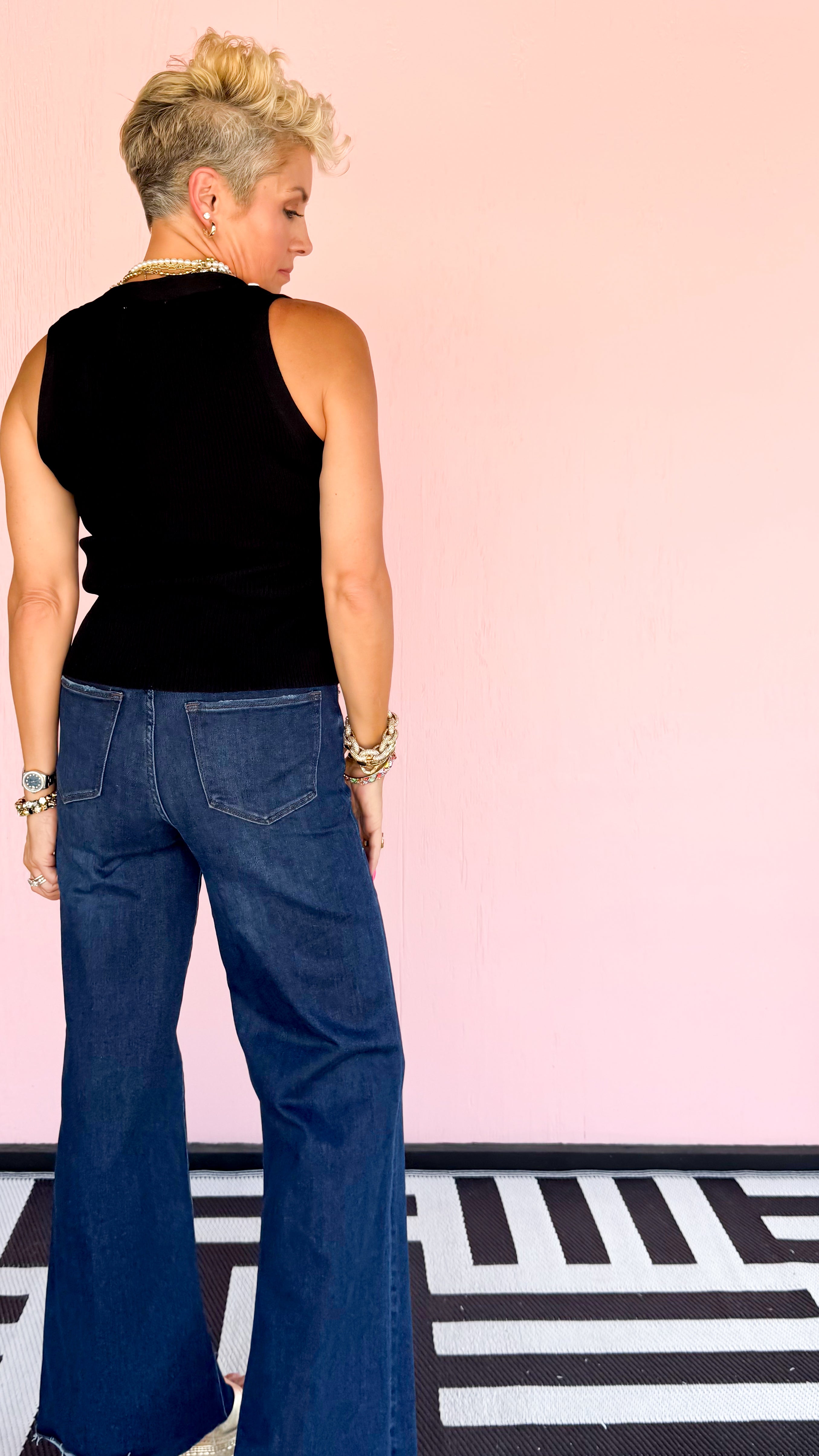 Braiding Sleeveless Sweater Vest/Black