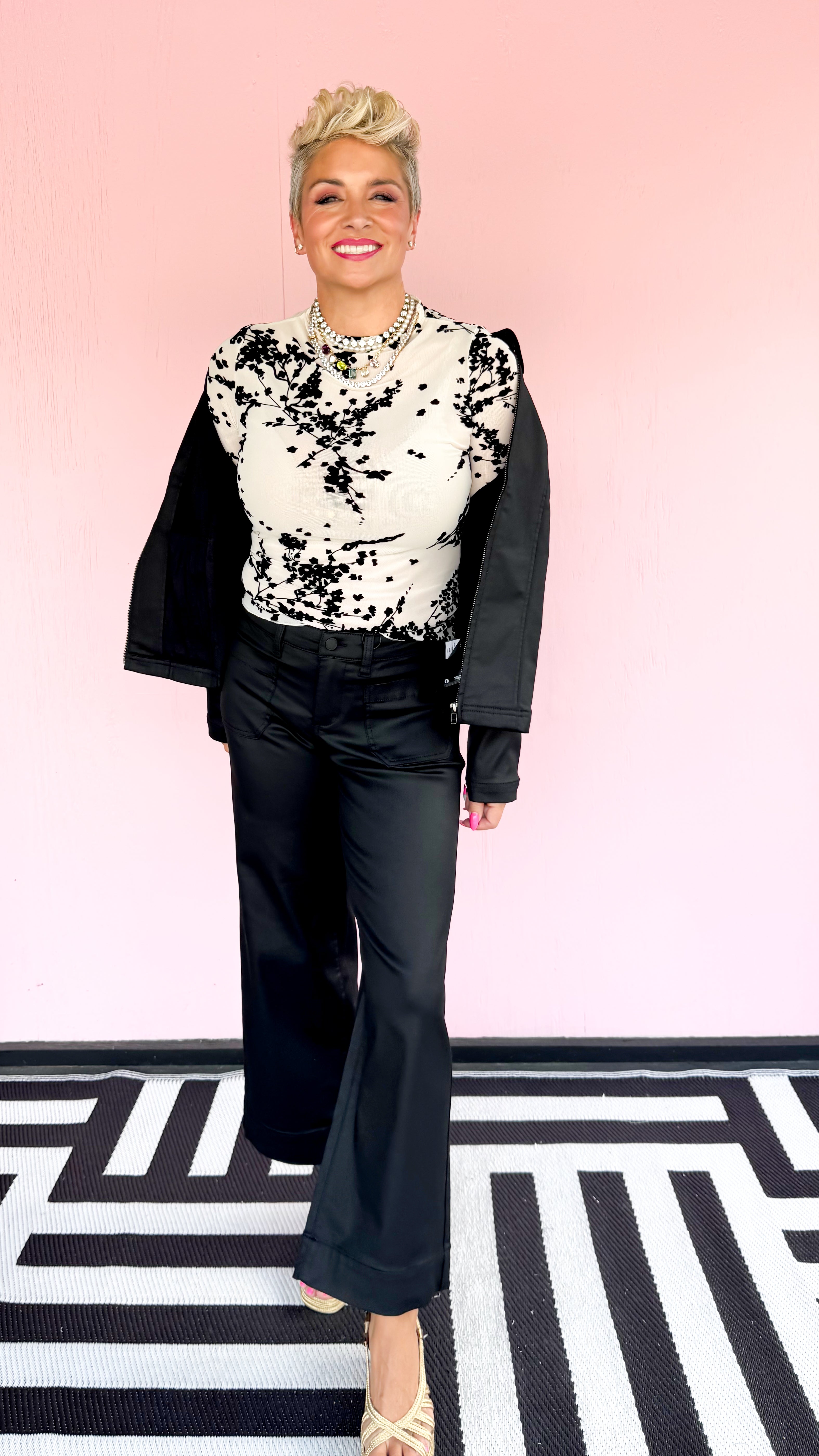 Mesh Velvet Burnout Top/Cream - The BLVD