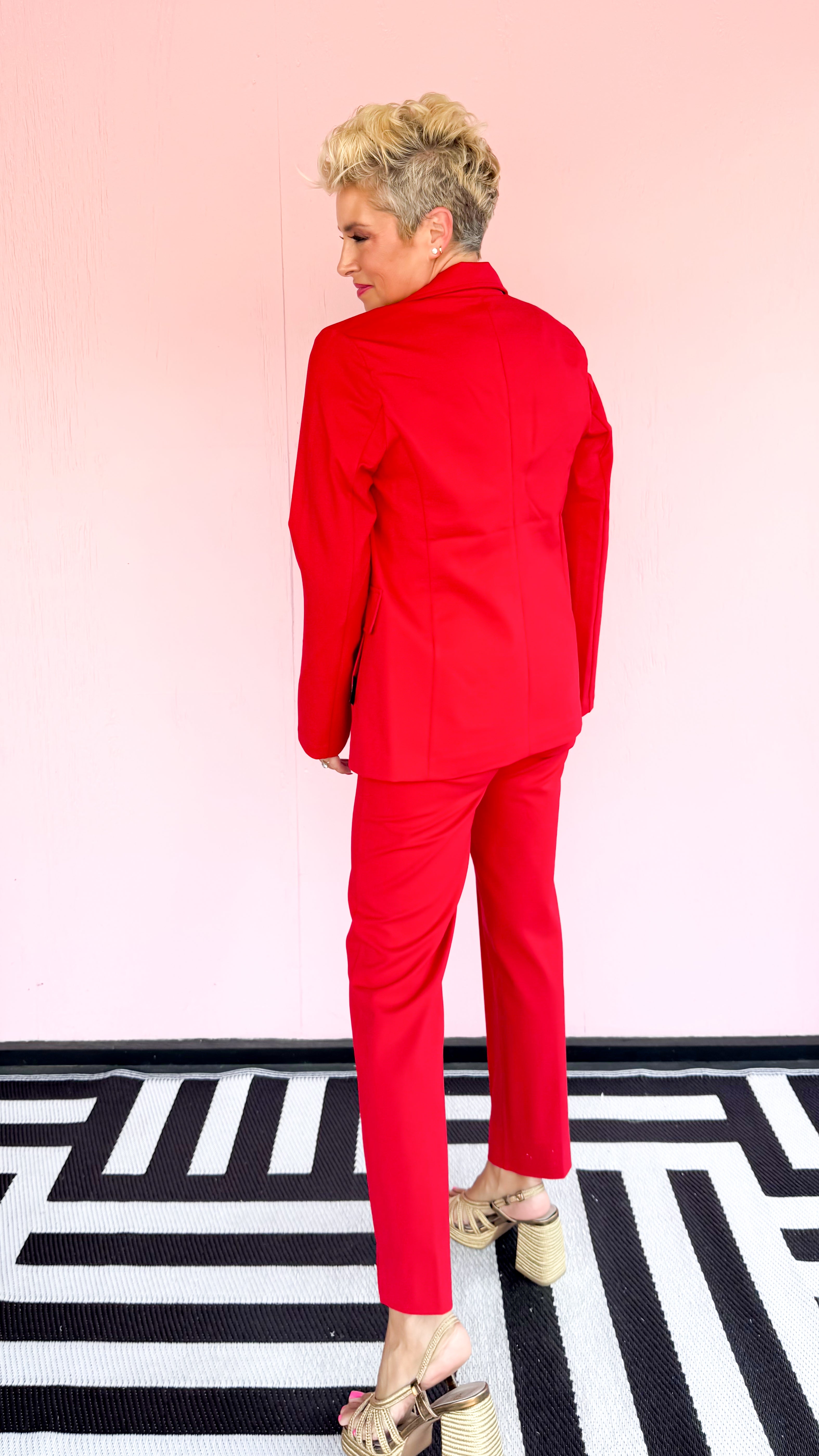 Faux Double Breasted Jacket/Red - The BLVD