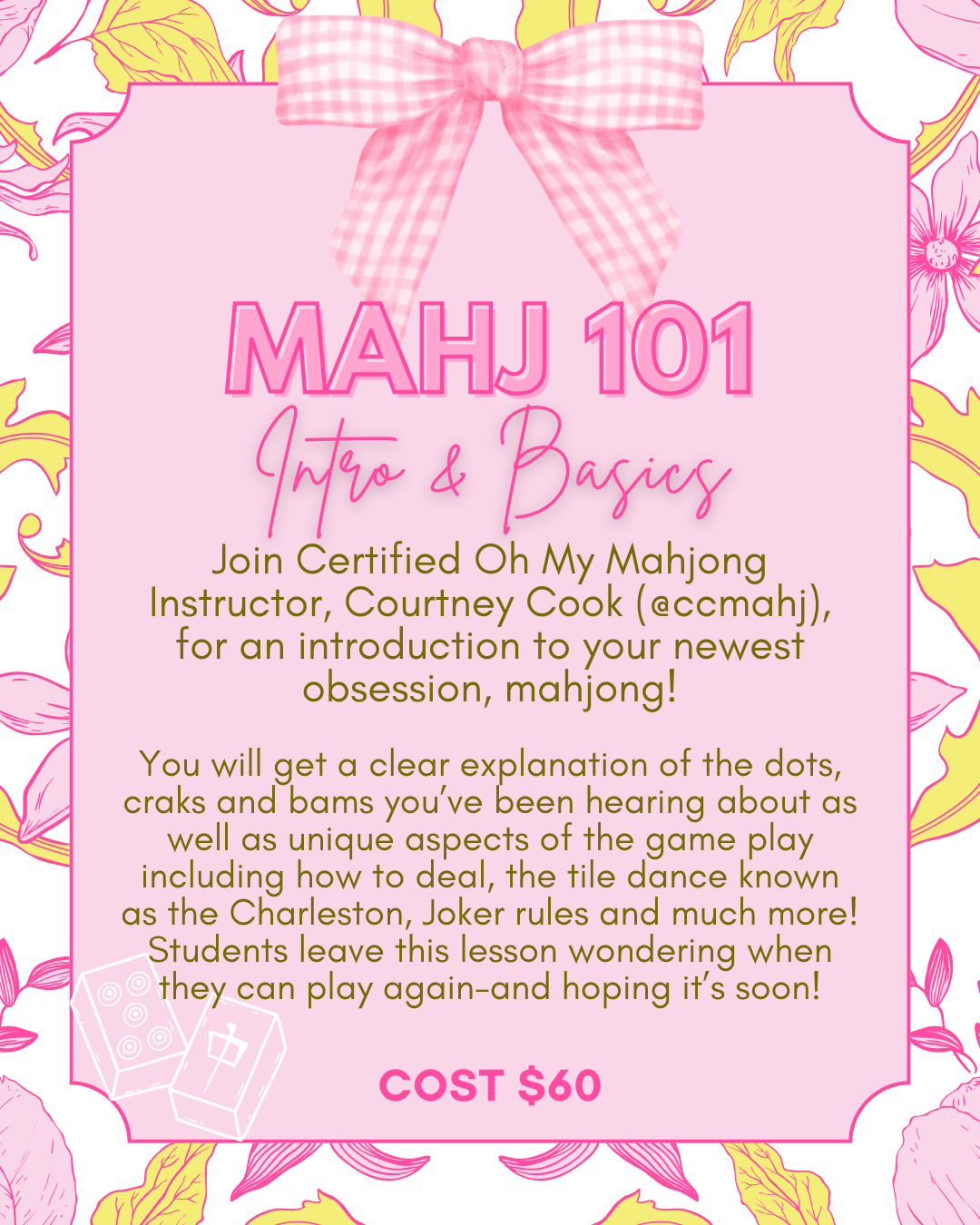Mahjong 101: September 8th, 6:30-8:30pm - The BLVD