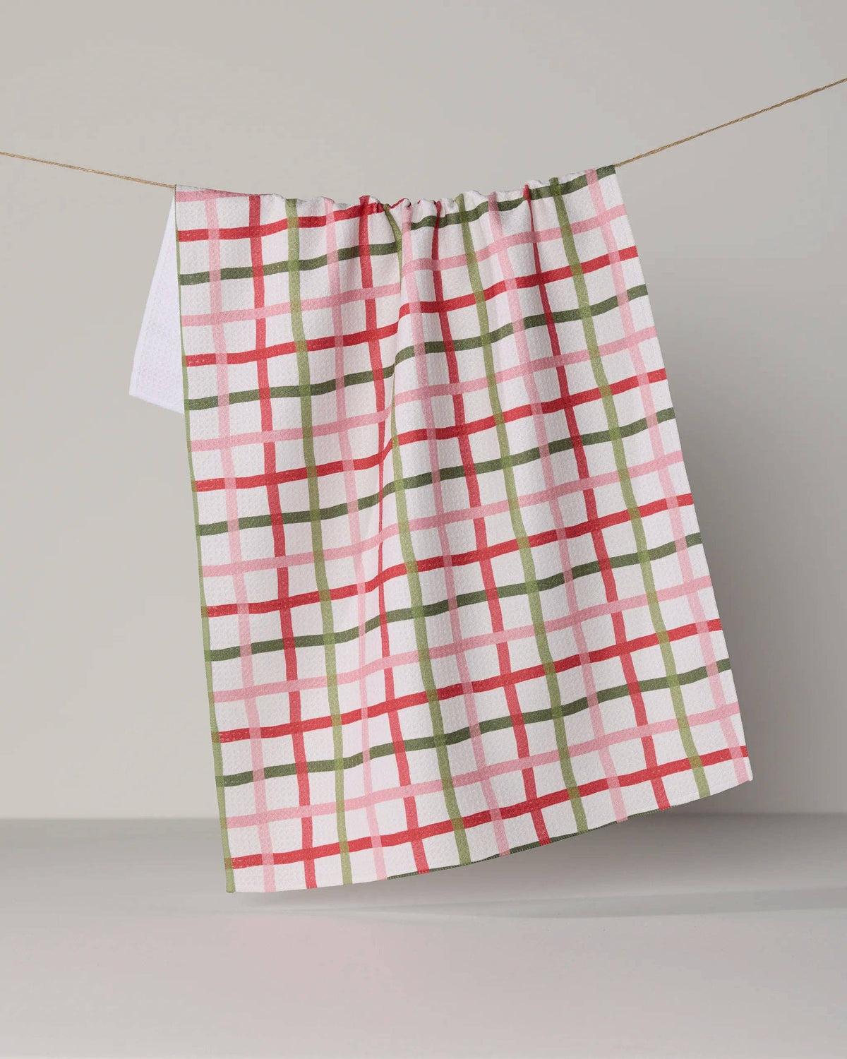 Geometry Festive Plaid Christmas tea towel, 18 x 30, original product photo