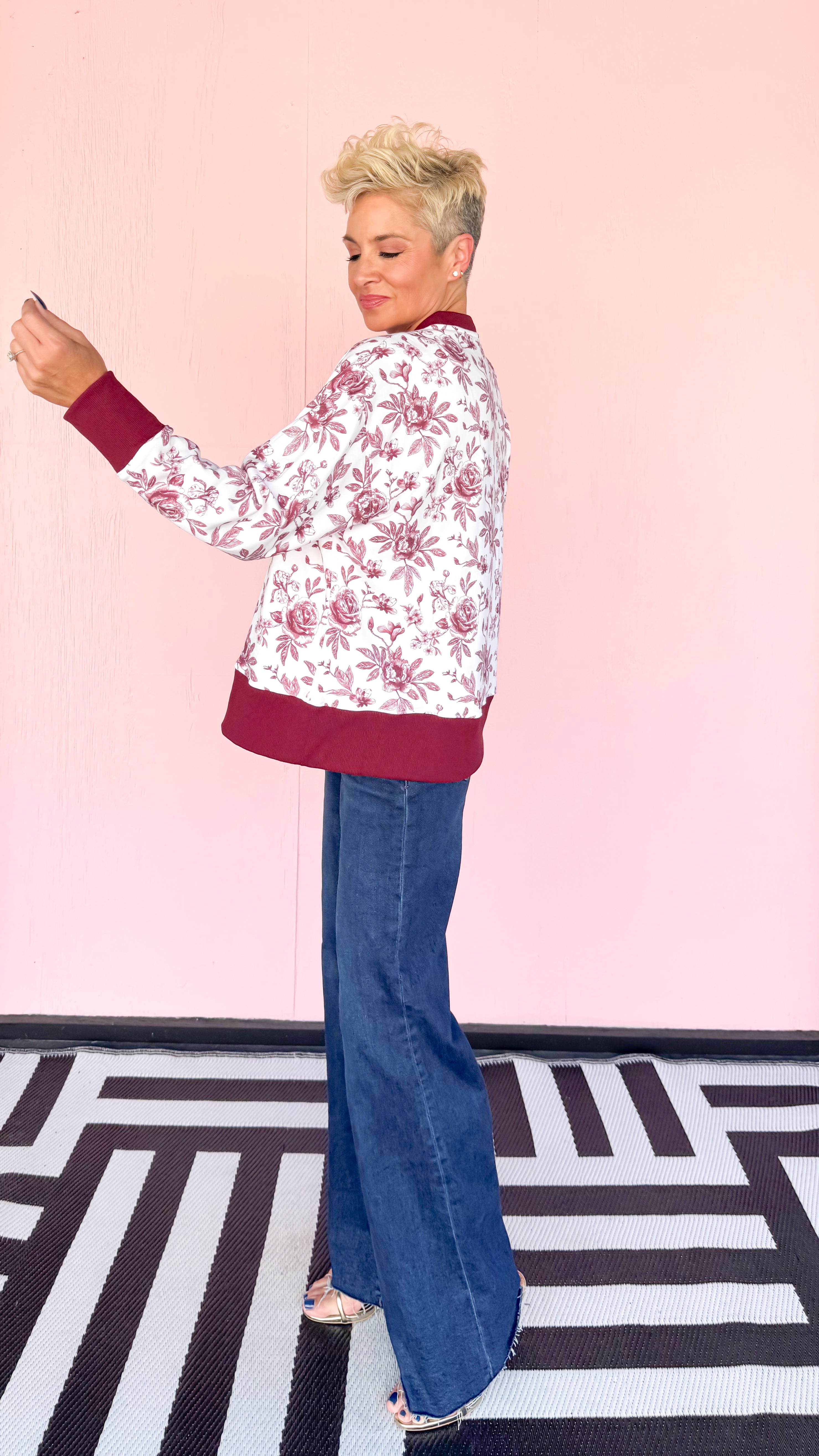 Texas A&M Floral Toile Sweatshirt/Maroon