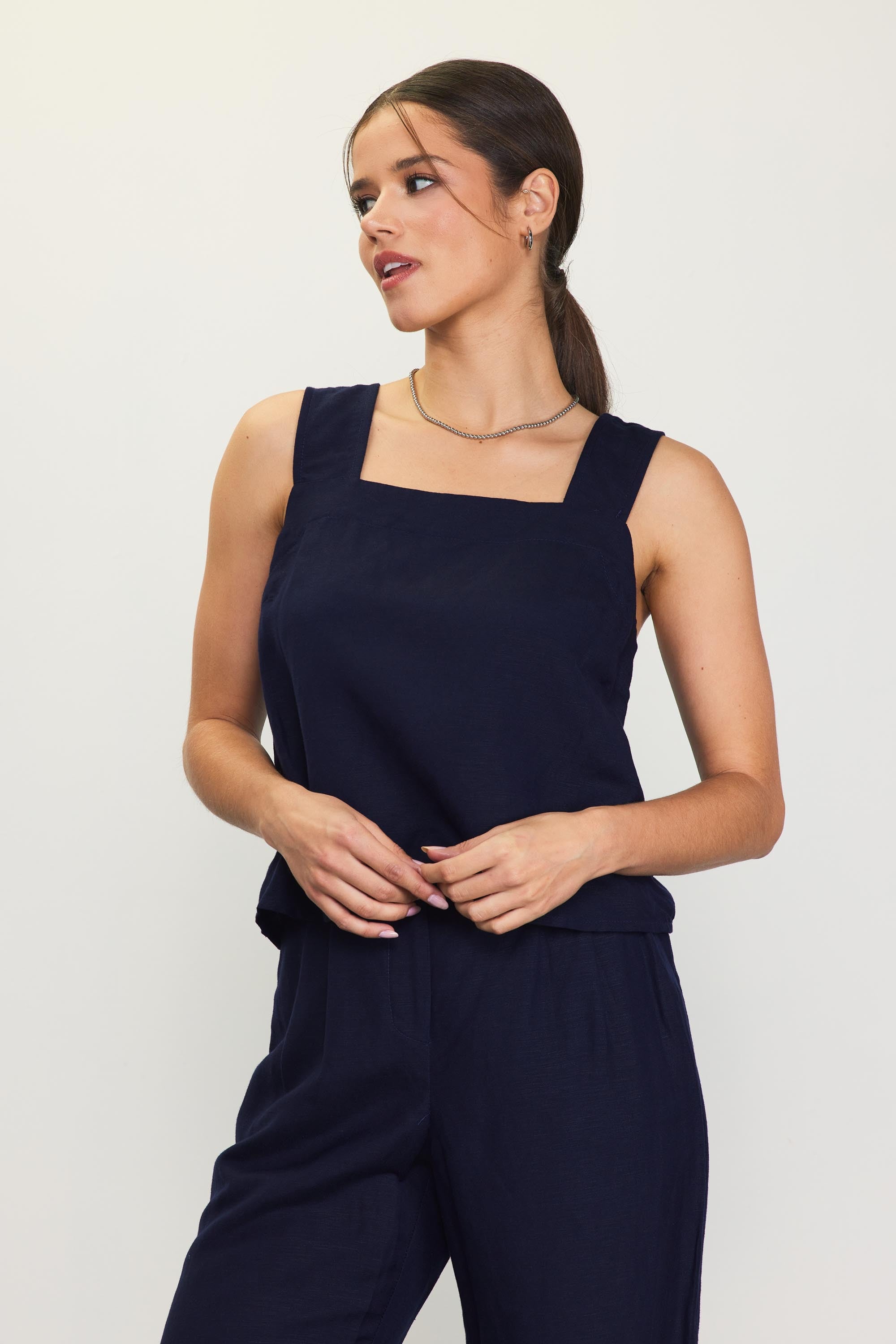 Linen Square Neck Tank