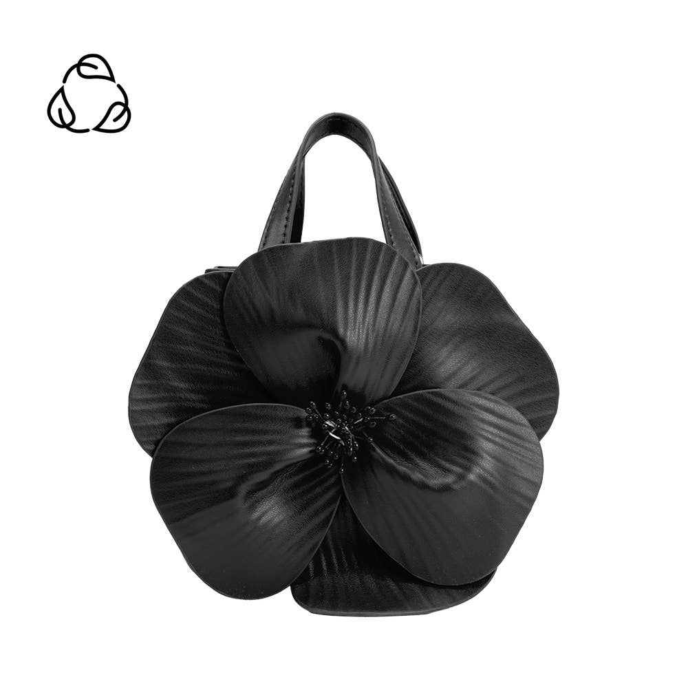 Monroe black flower bag accessory - front view - BLVD Boutik
