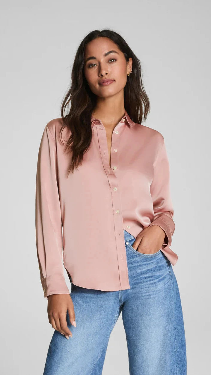 Silky Button Down/Vintage Rose - The BLVD