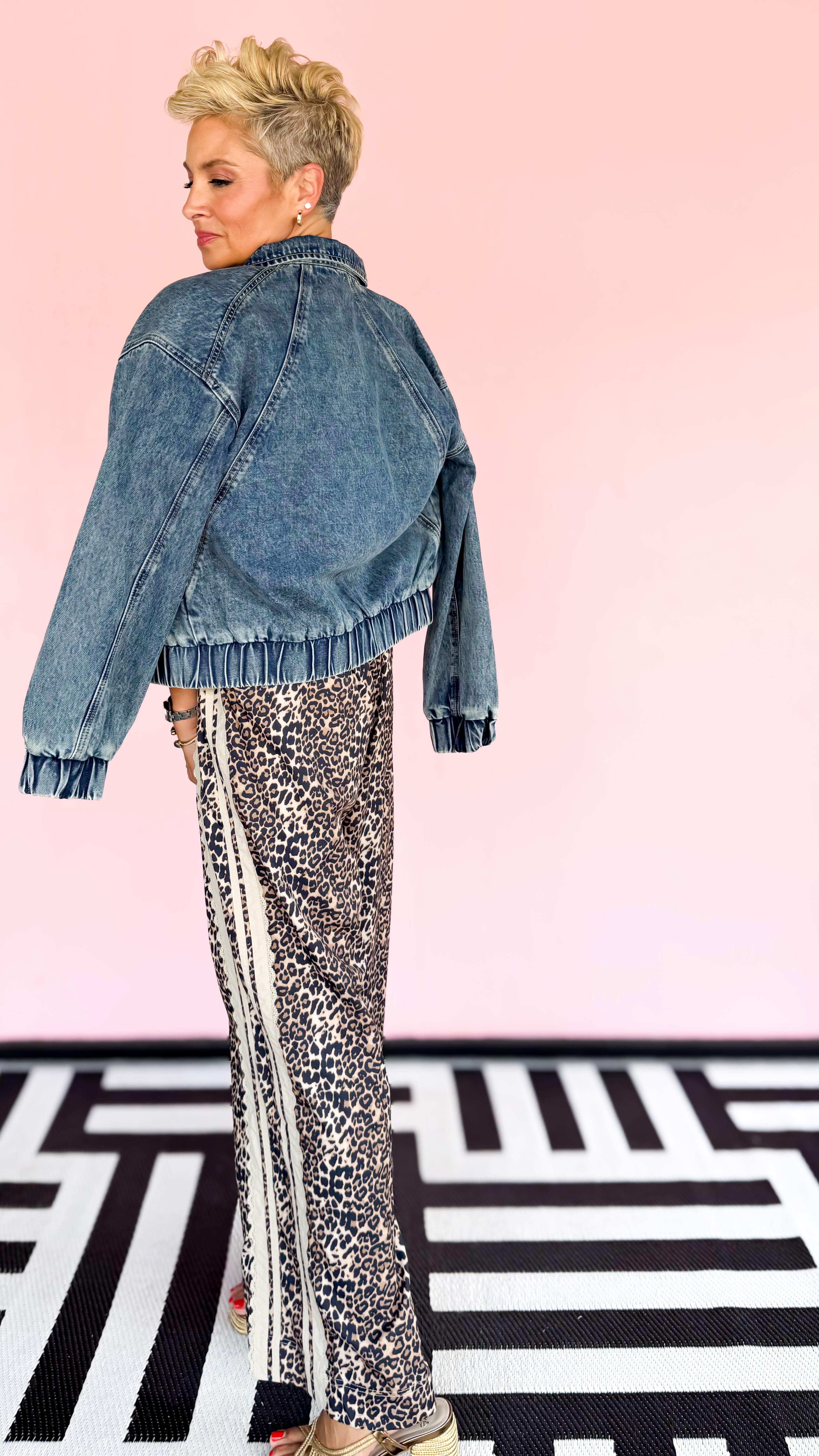 Leopard Track Pant Lace Detail