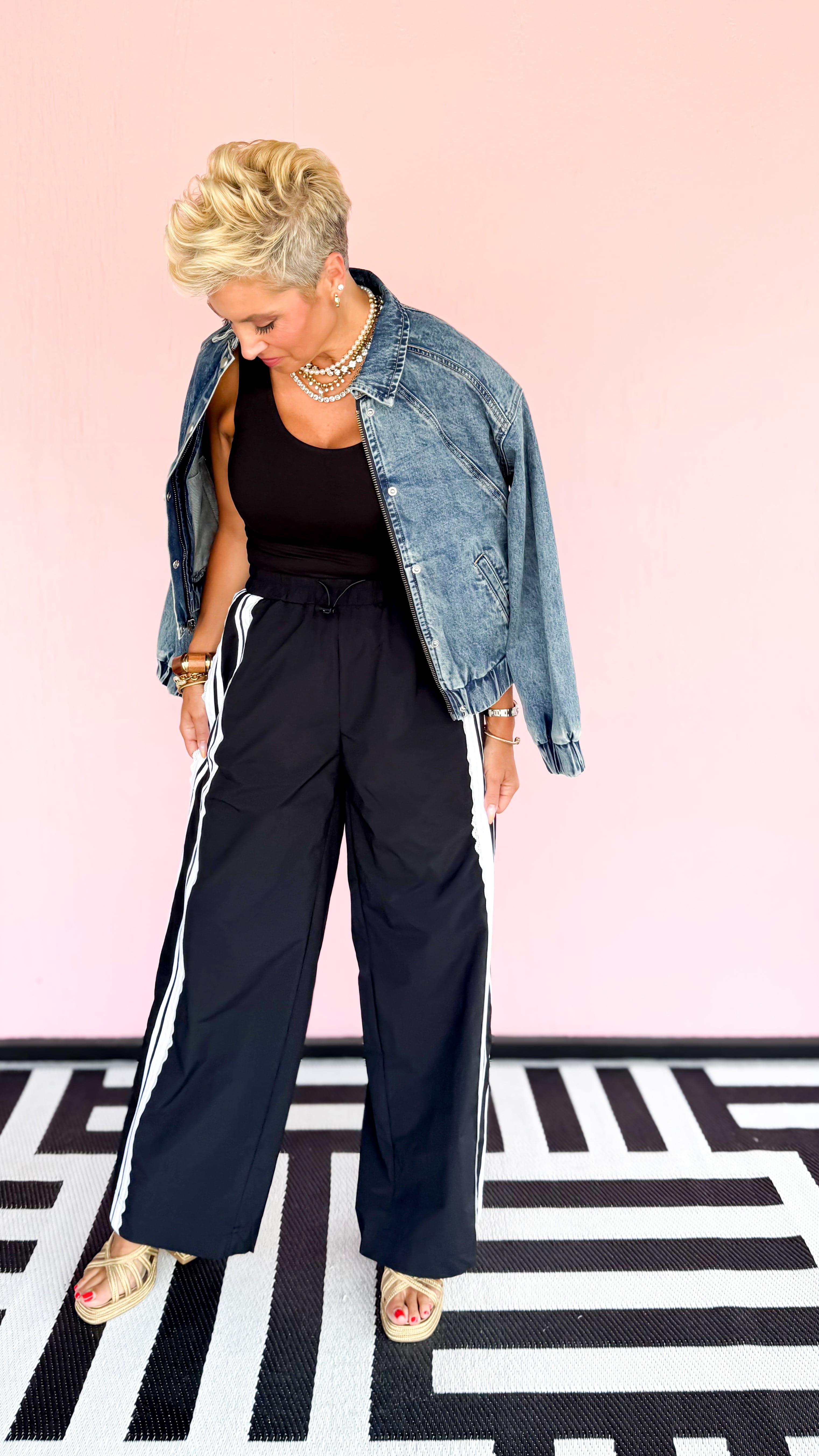 Track Pant Lace Detail/Black - The BLVD
