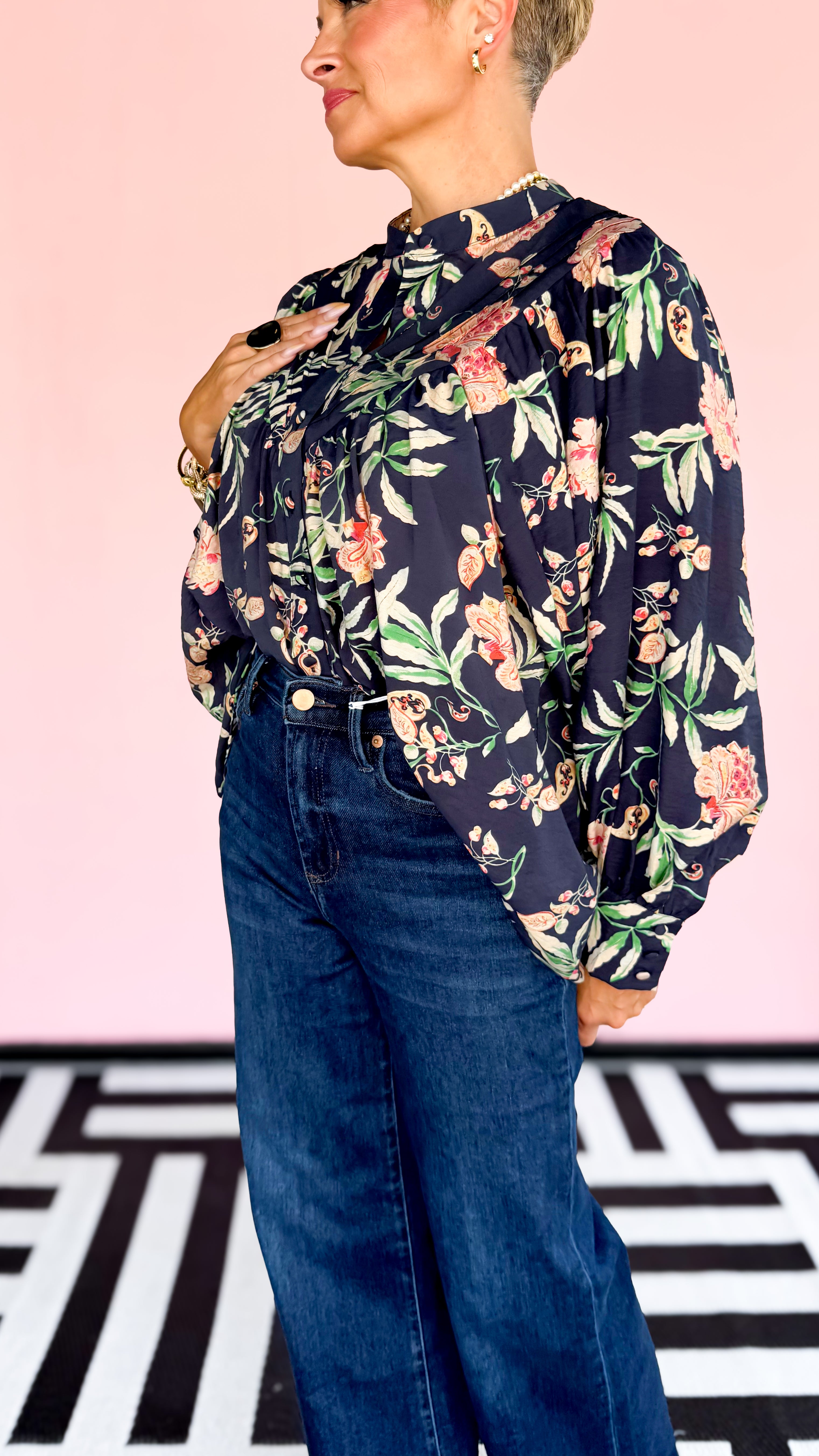 Carter Floral Top/Blue