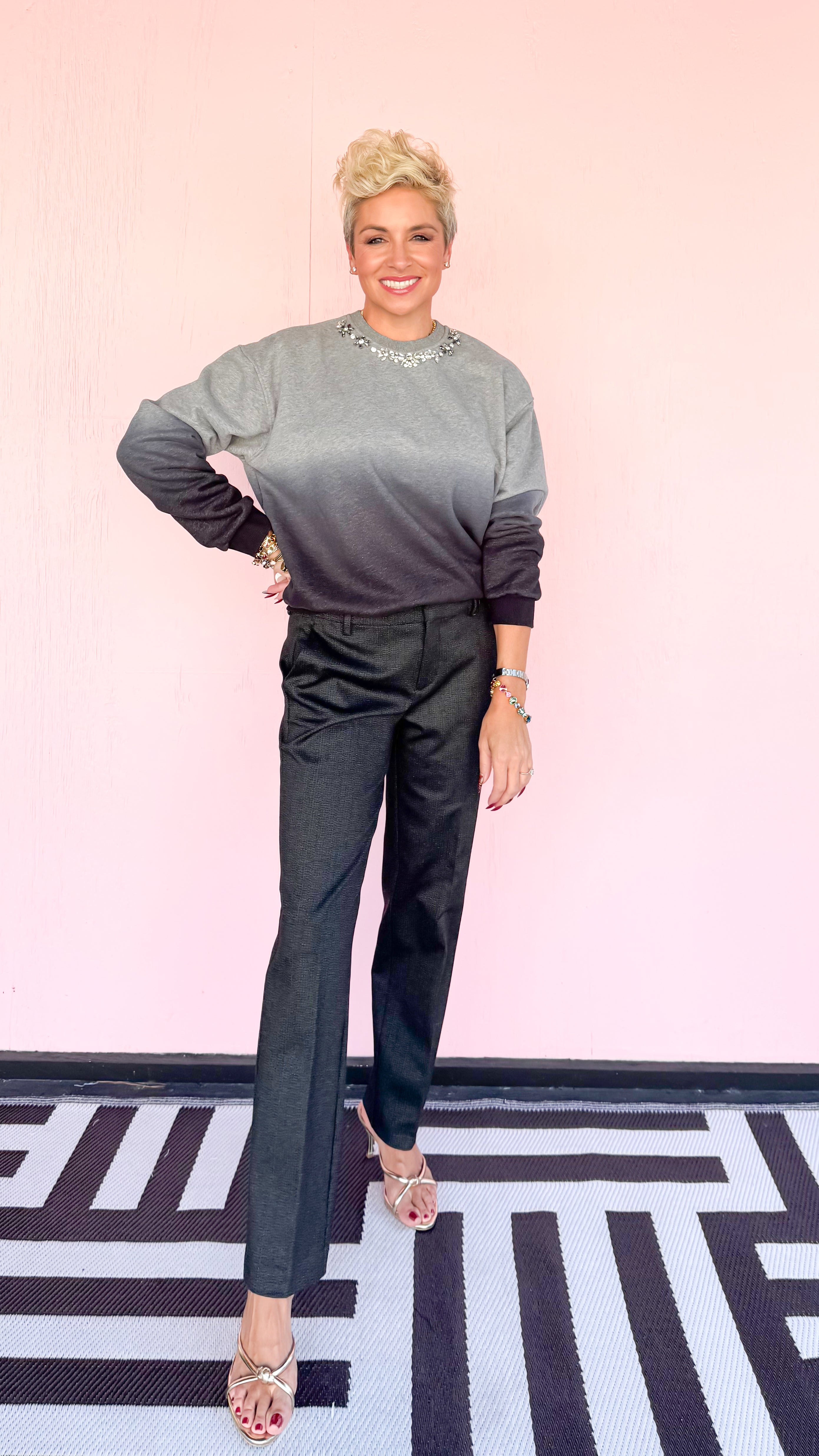 Jewel Embellished Sweatshirt/Charcoal