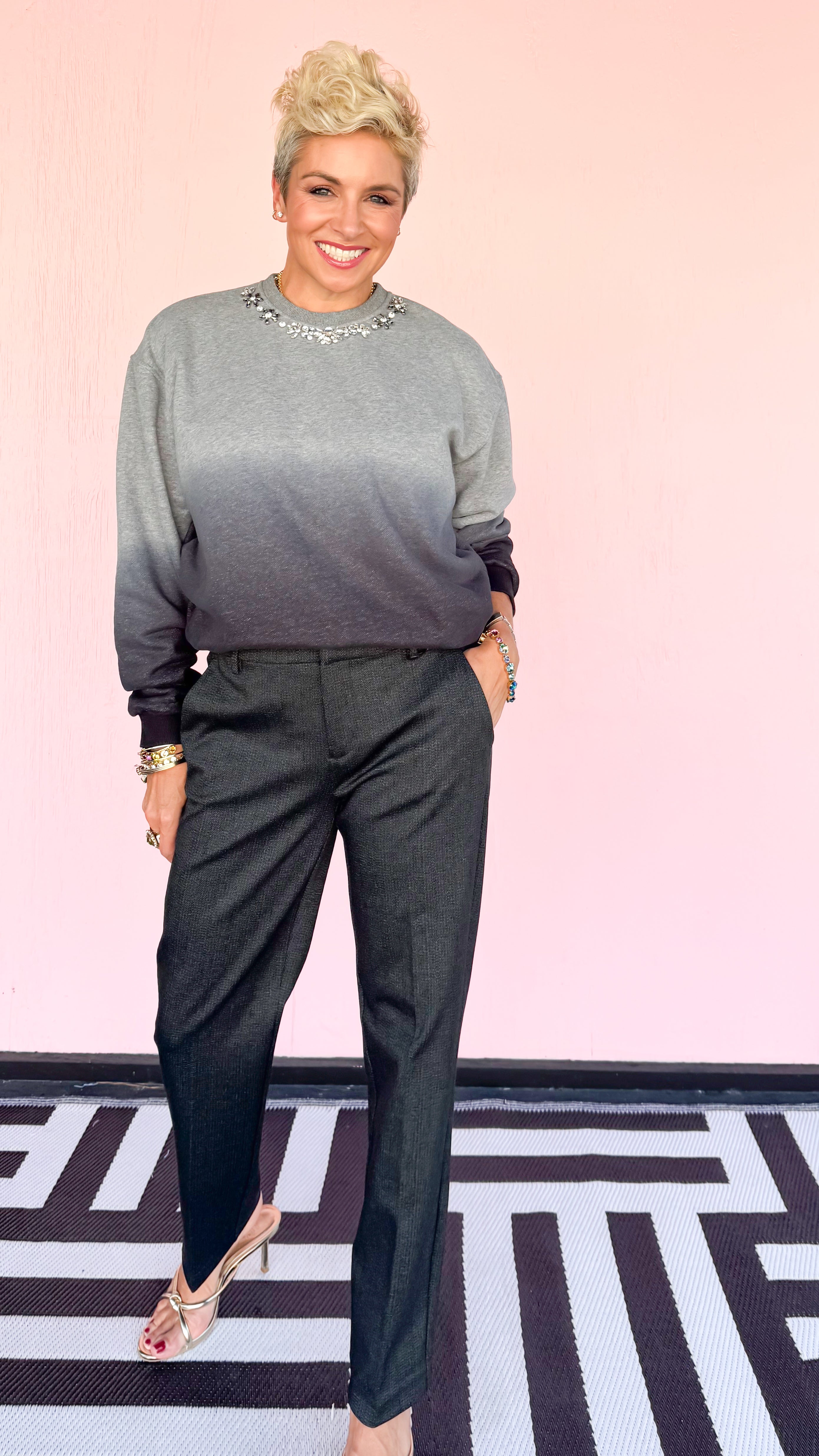Jewel Embellished Sweatshirt/Charcoal