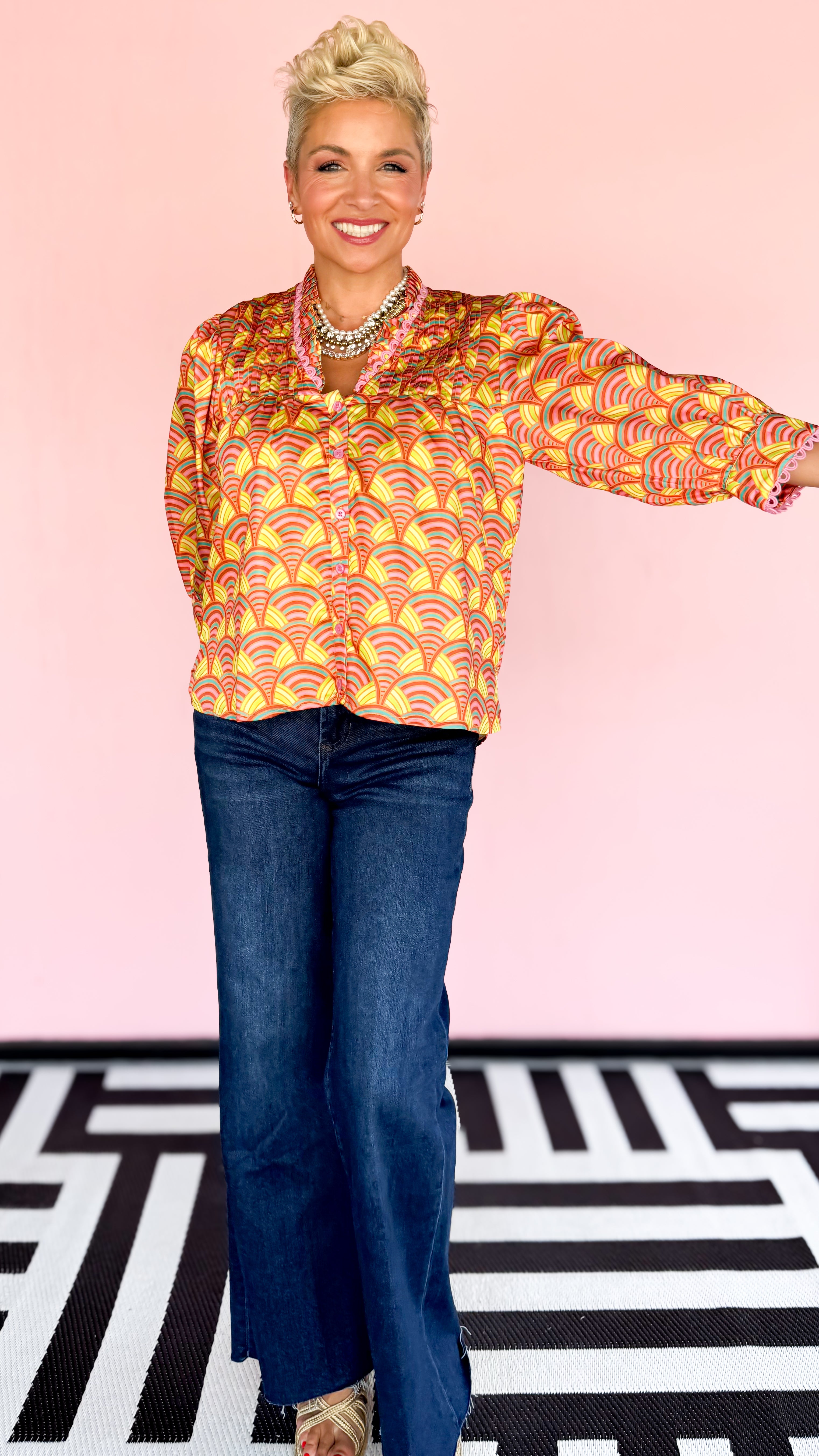 Blake 3/4 Sleeve Top/Yellow