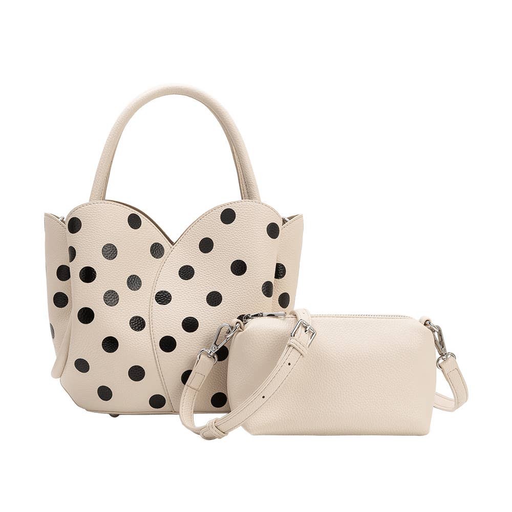 Tulip Cream Polka Dot Top Handle Bag