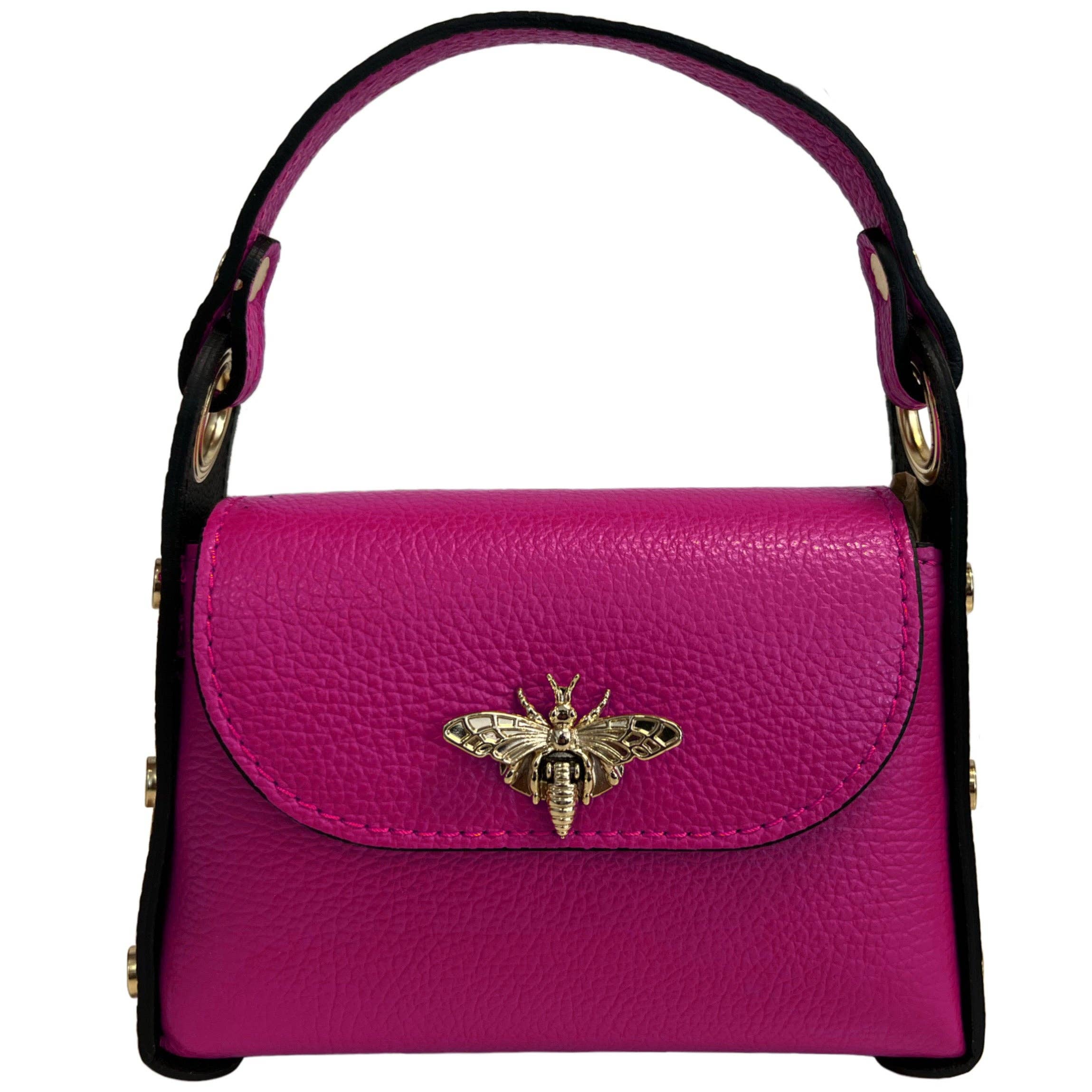 Mini leather bag with fly closure accessory - close-up - BLVD Boutik