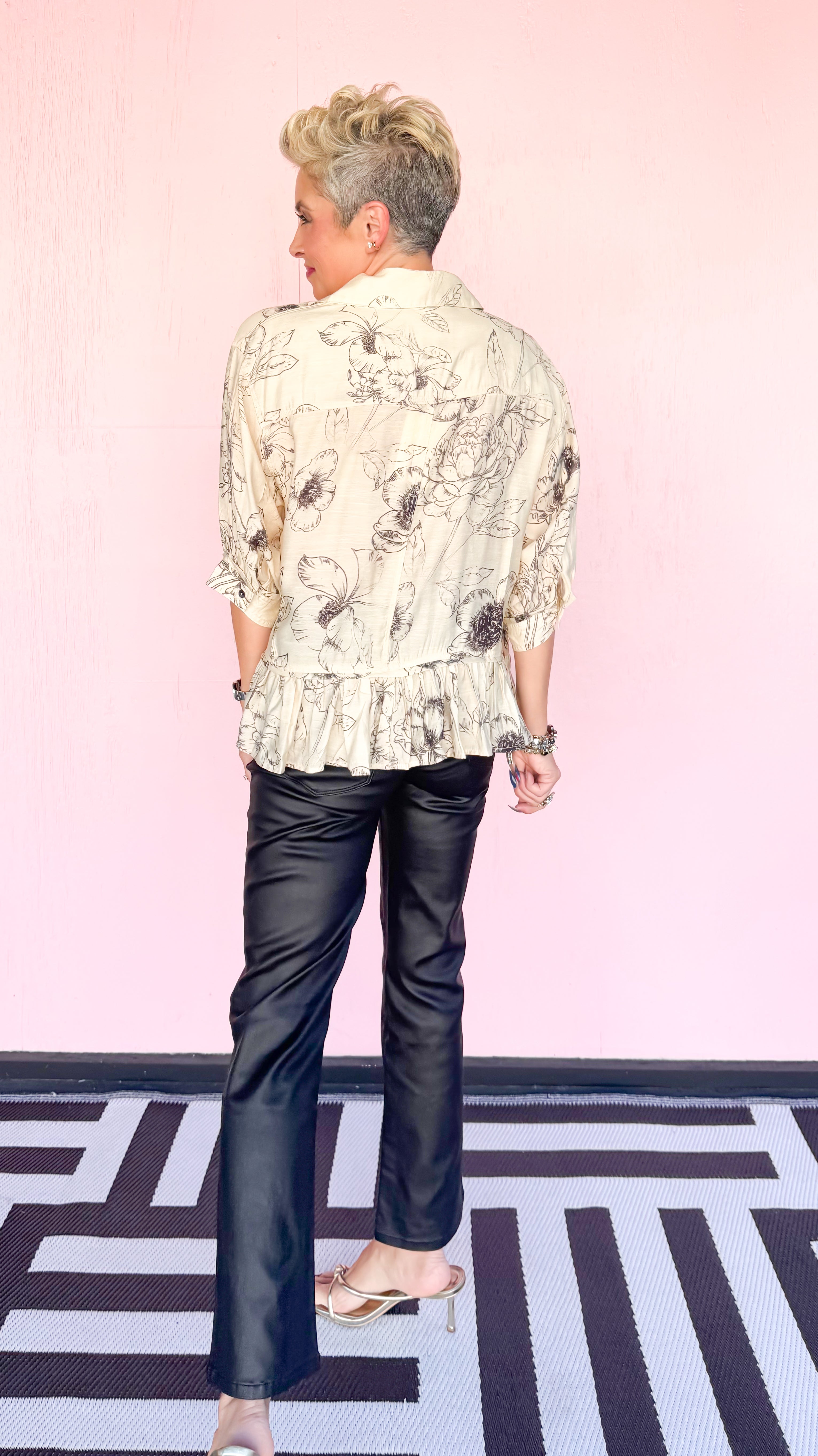 Floral Blouse With Ruffle Hem - The BLVD