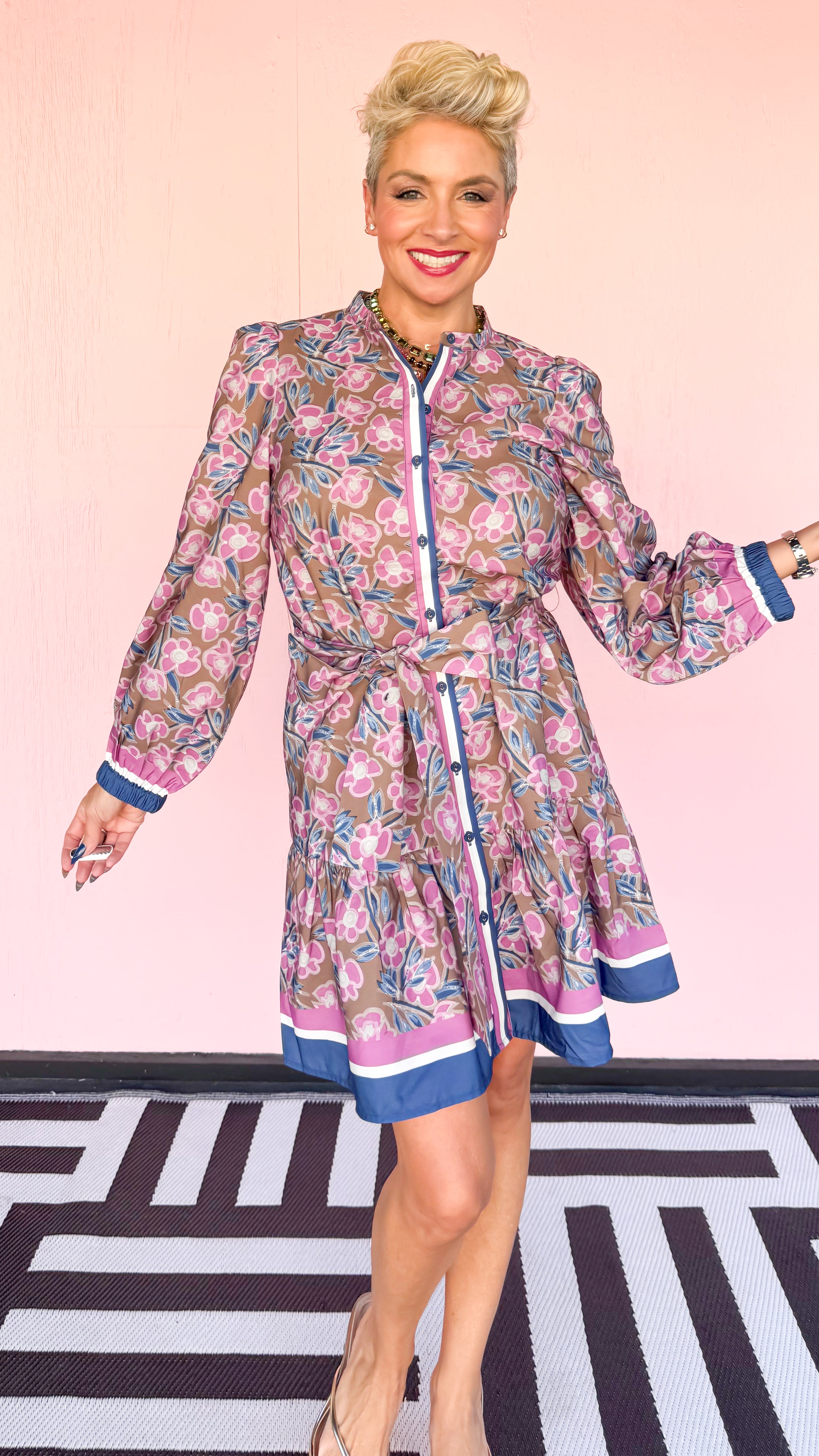 Ruffle Hem Shirt Dress/Brown - The BLVD