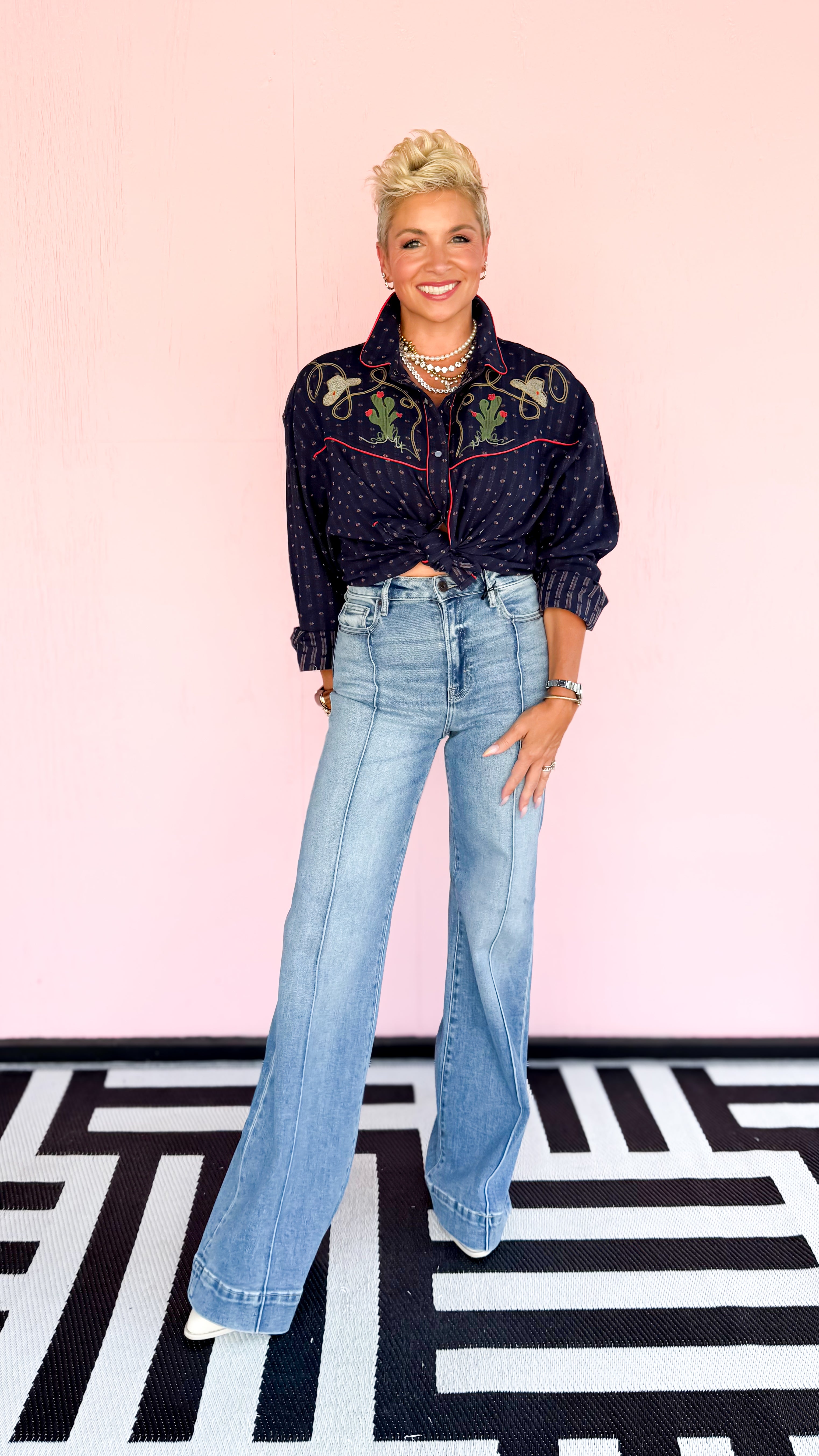 Keyla Western Top/Navy