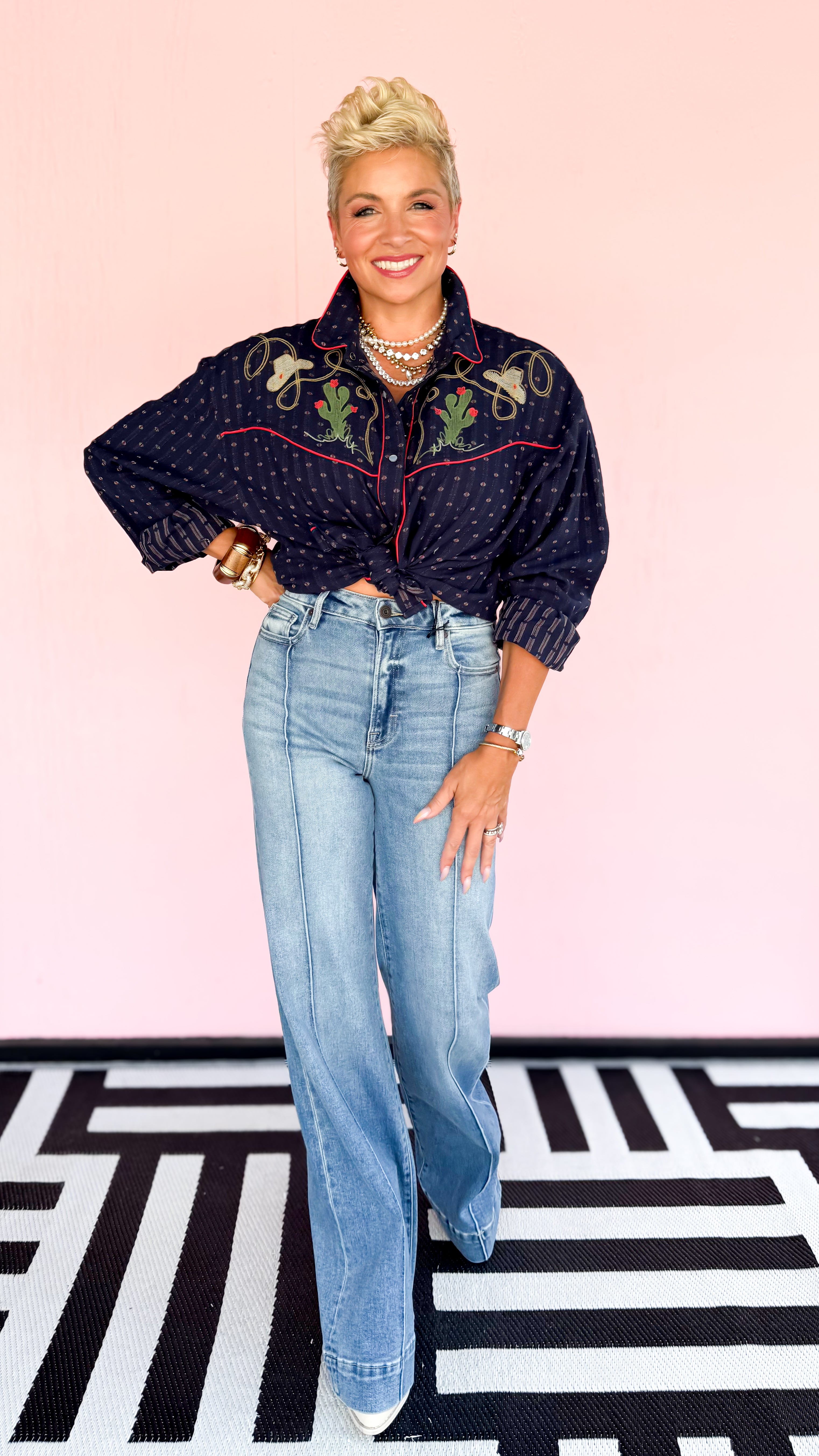 Keyla Western Top/Navy