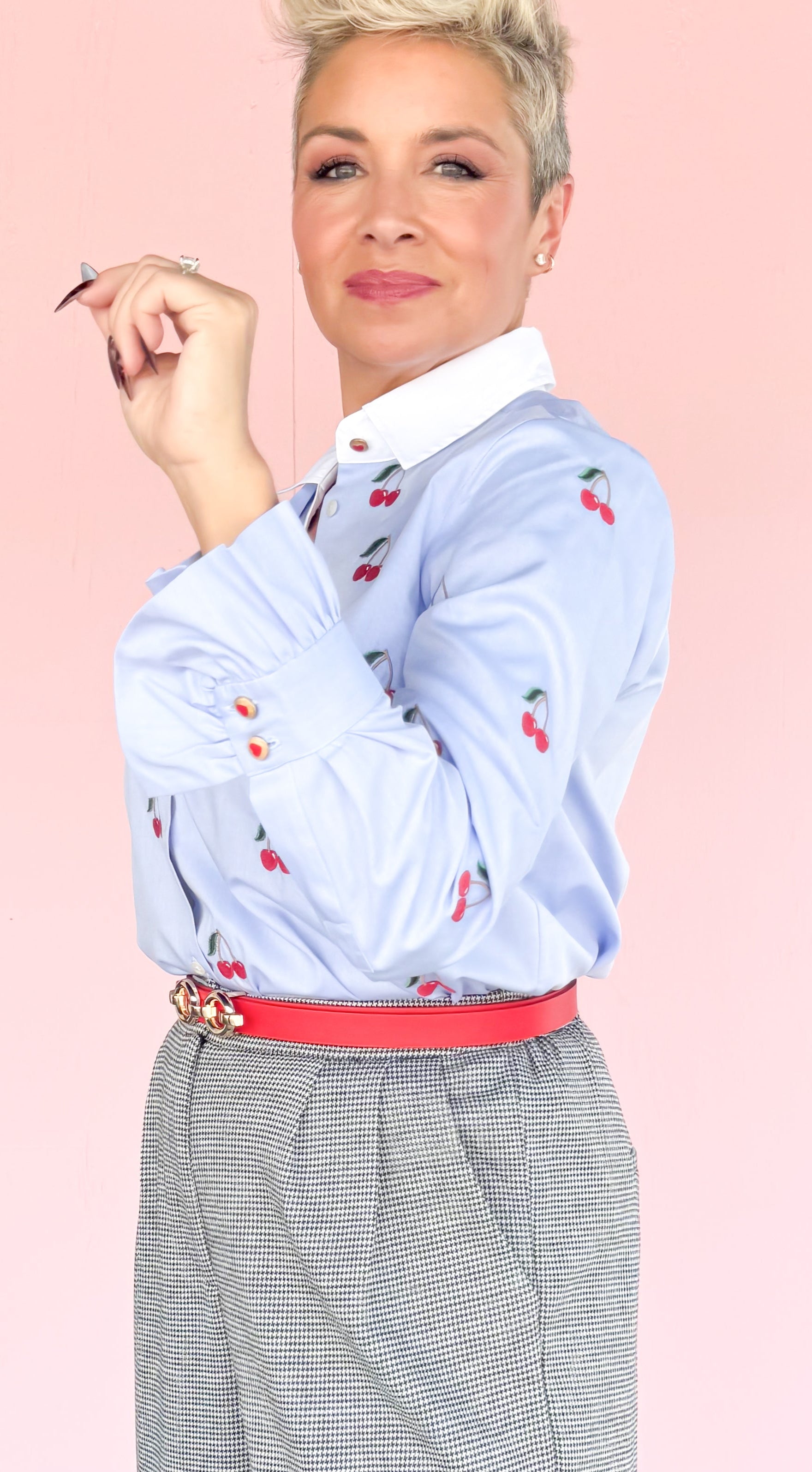Embroidered Cherry Button Down
