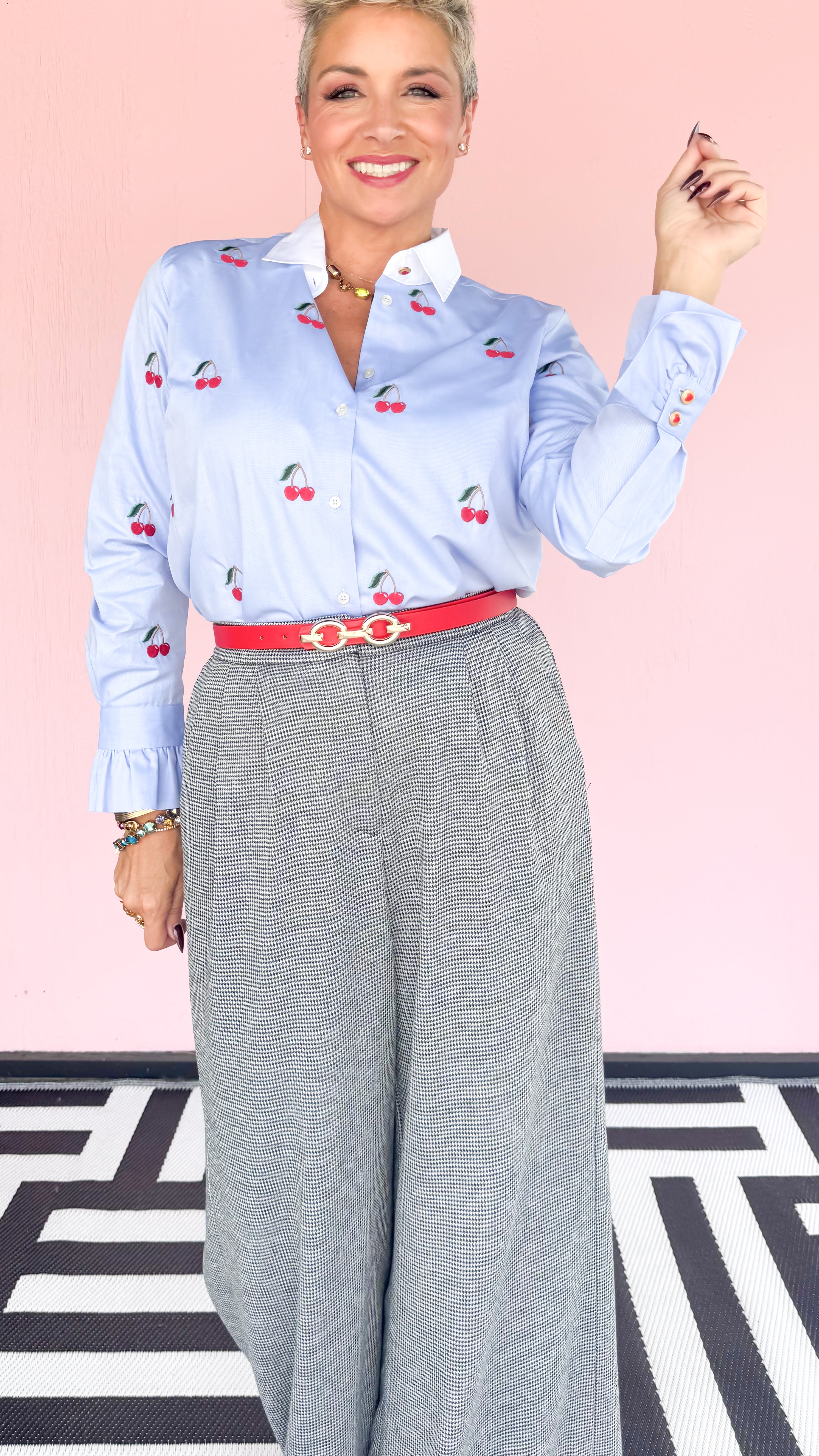 Embroidered Cherry Button Down