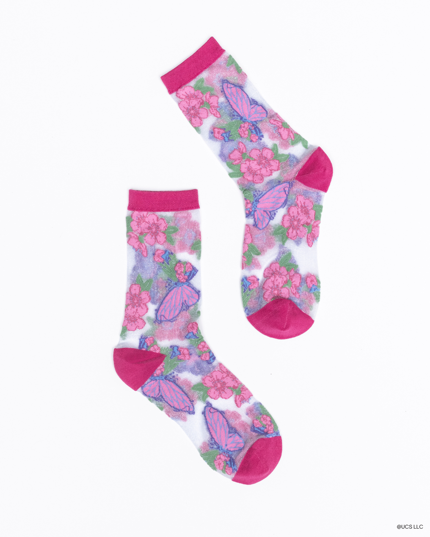 Wicked Glinda Land Butterfly Shimmer Sheer Crew Sock