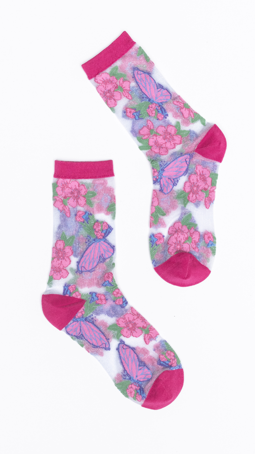 Wicked Glinda Land Butterfly Shimmer Sheer Crew Sock - The BLVD