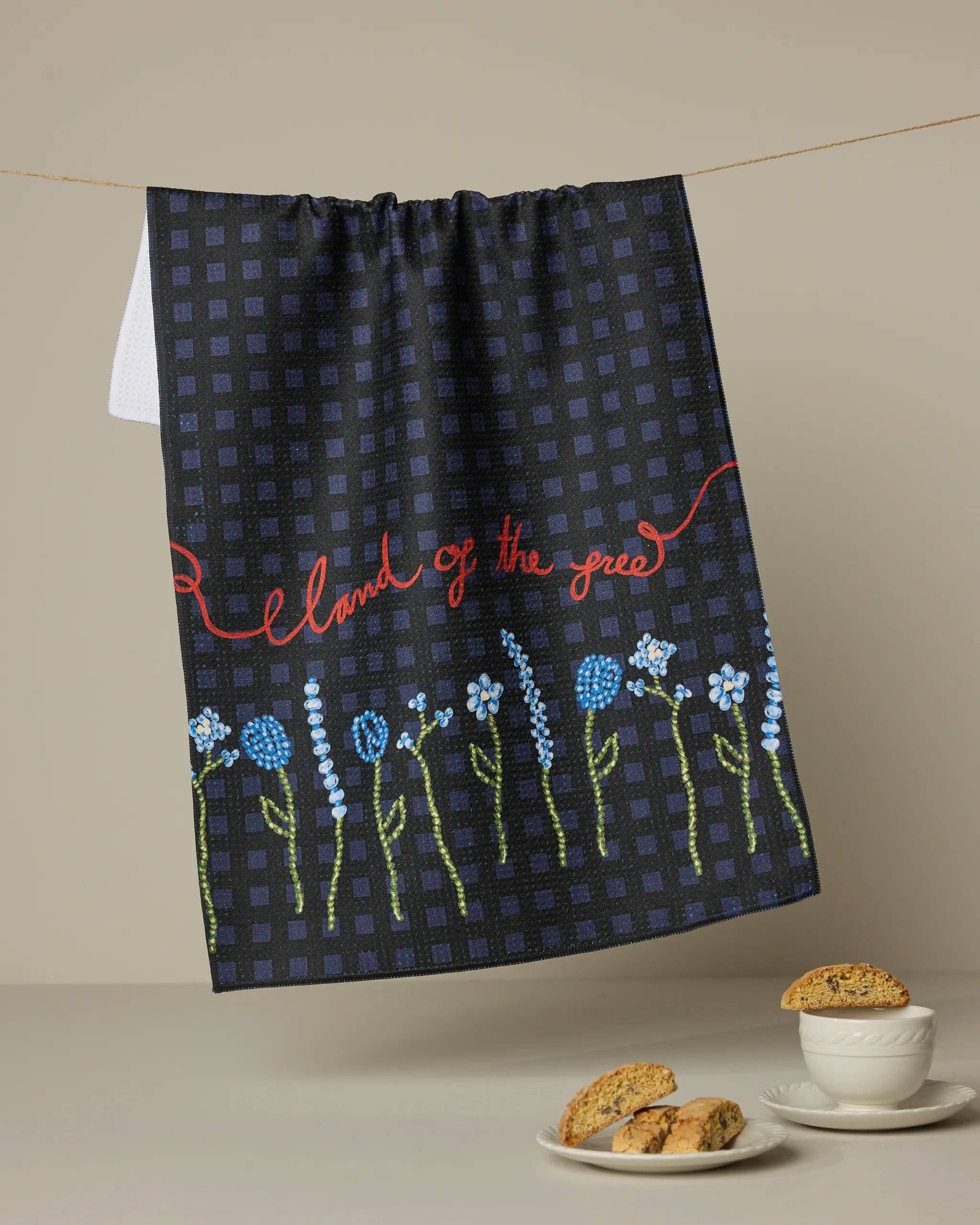 Land of Free tea towel product photo - front view - BLVD Boutik