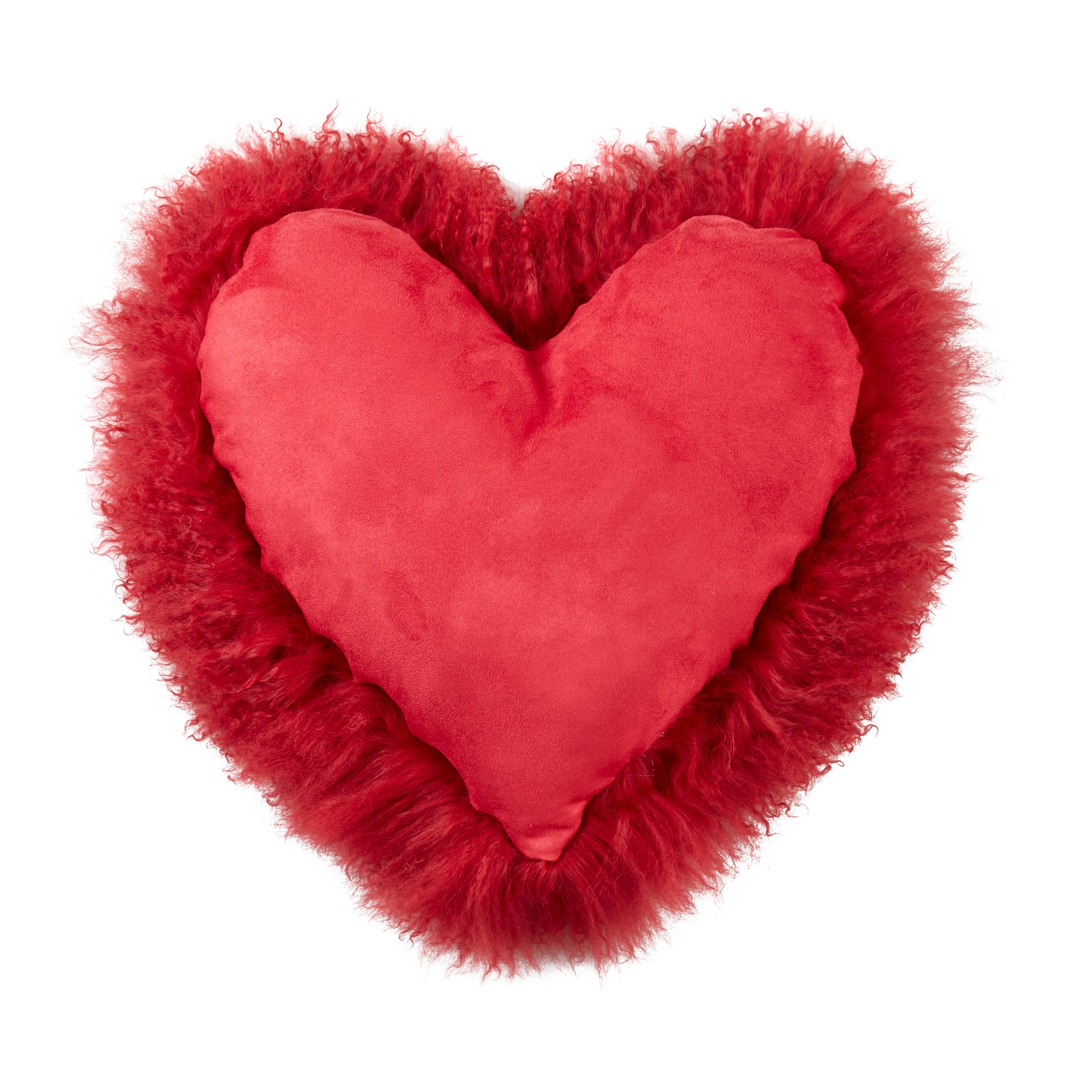 Mongolian Lamb Fur Heart Pillow - Poly Filled - The BLVD