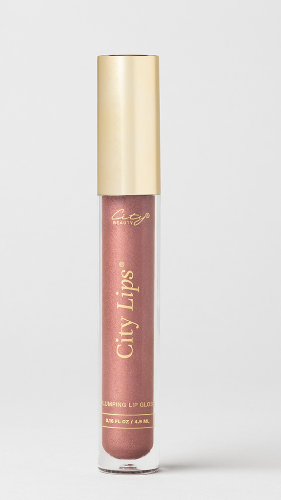 City Lips plumping lip gloss in Plum Springs, a metallic plum shade