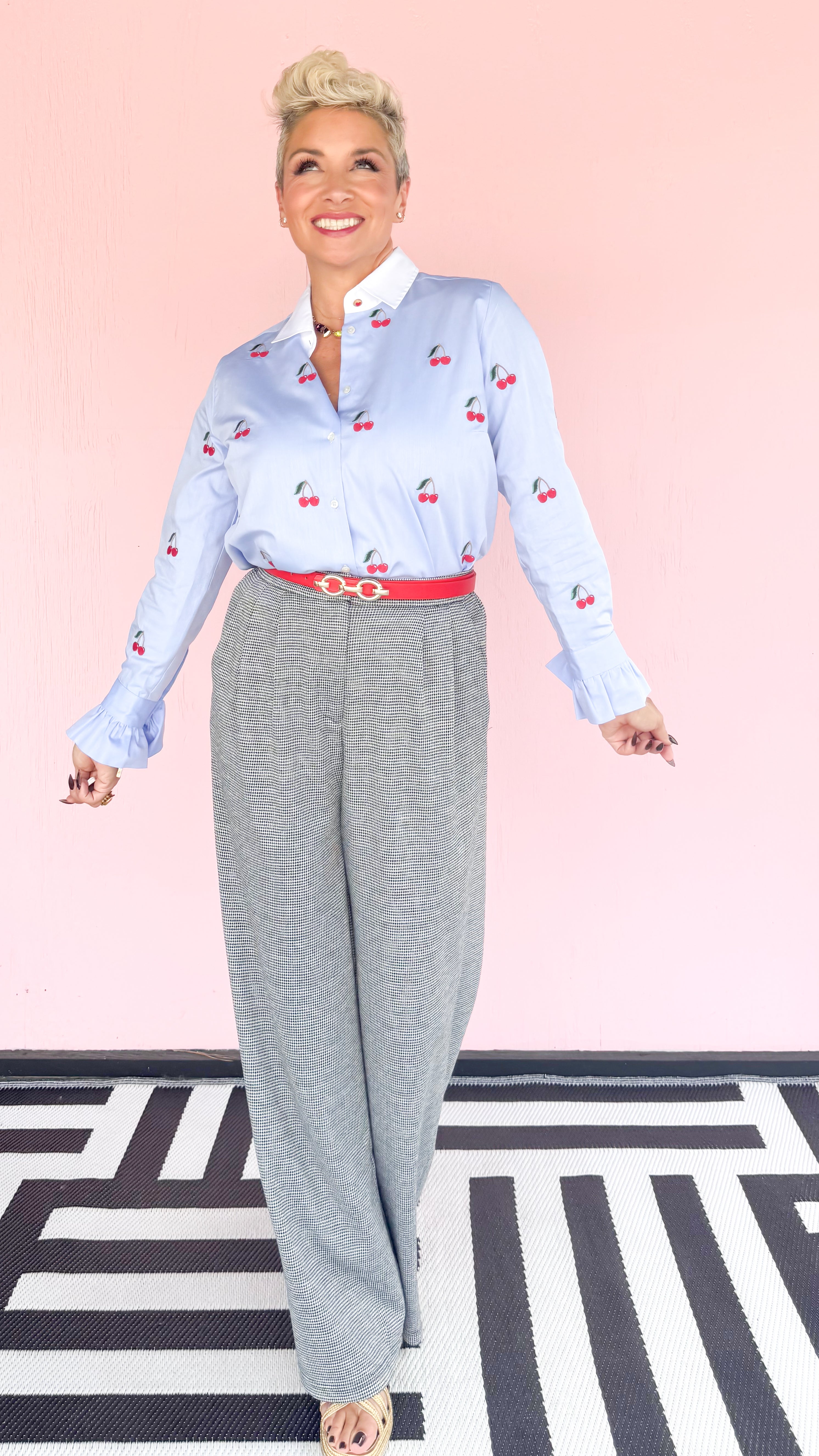 Embroidered Cherry Button Down