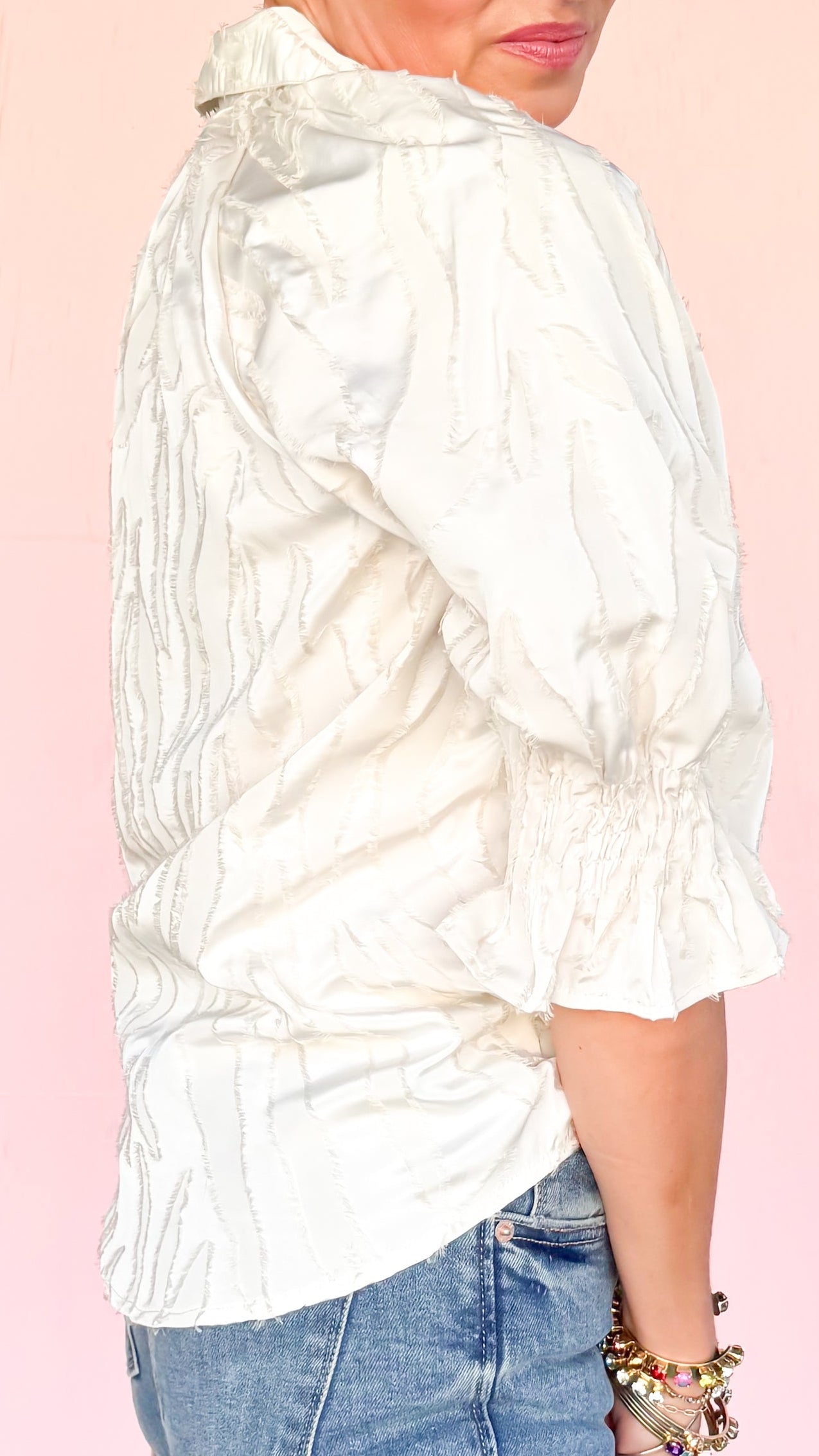 Cream on Cream Zebra Blouse - The BLVD