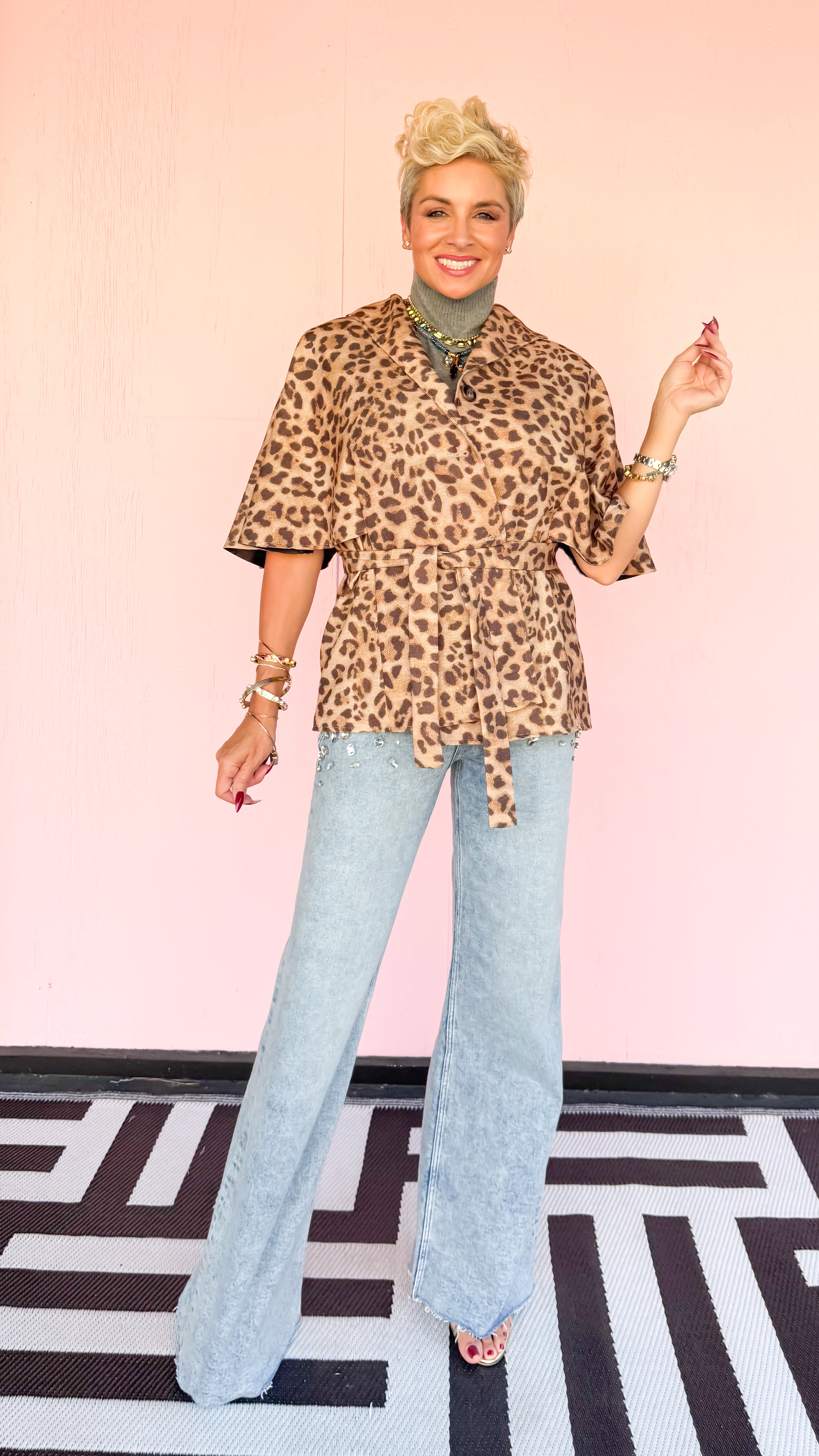 Leopard Belted Cape