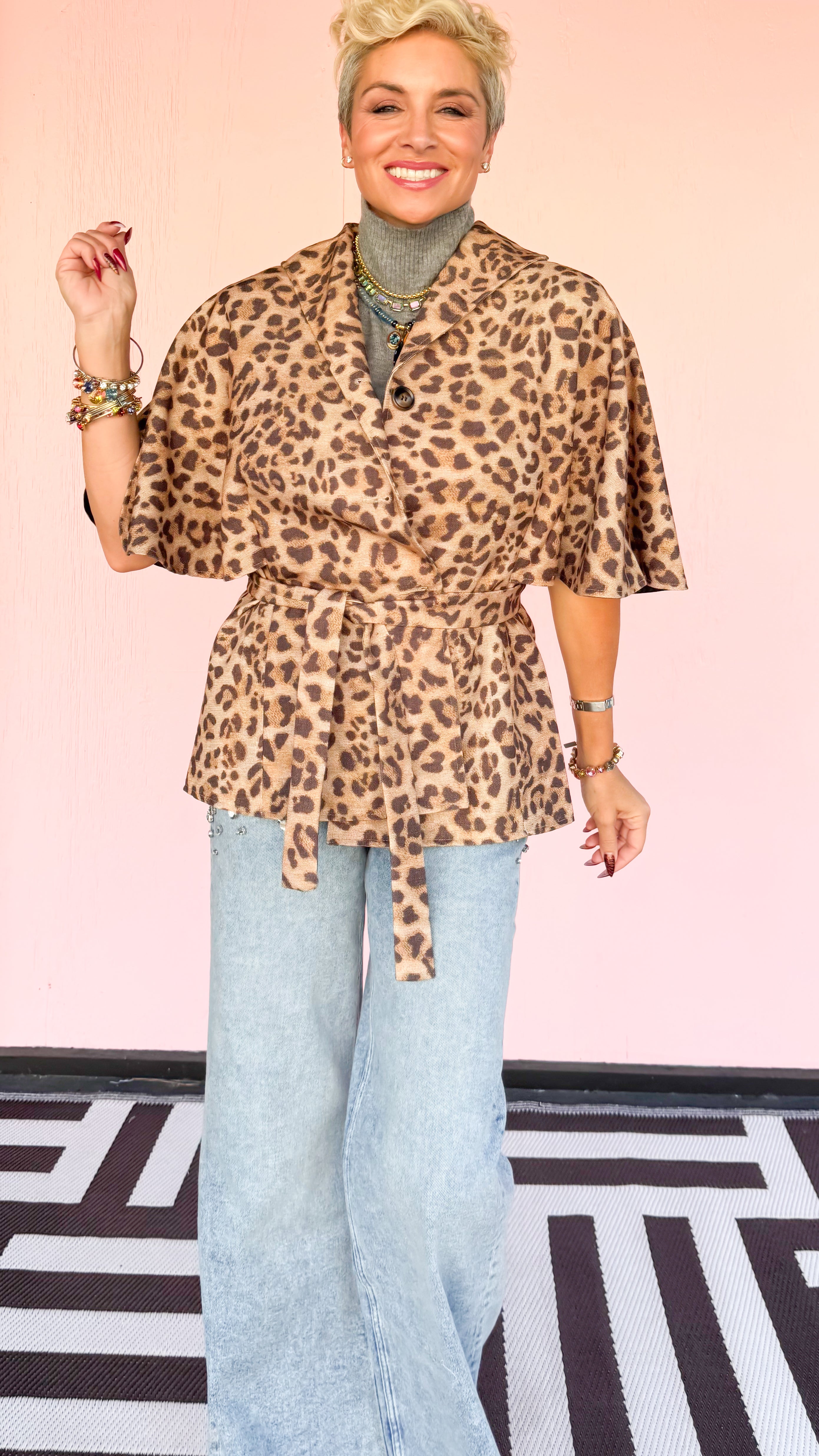 Leopard Belted Cape