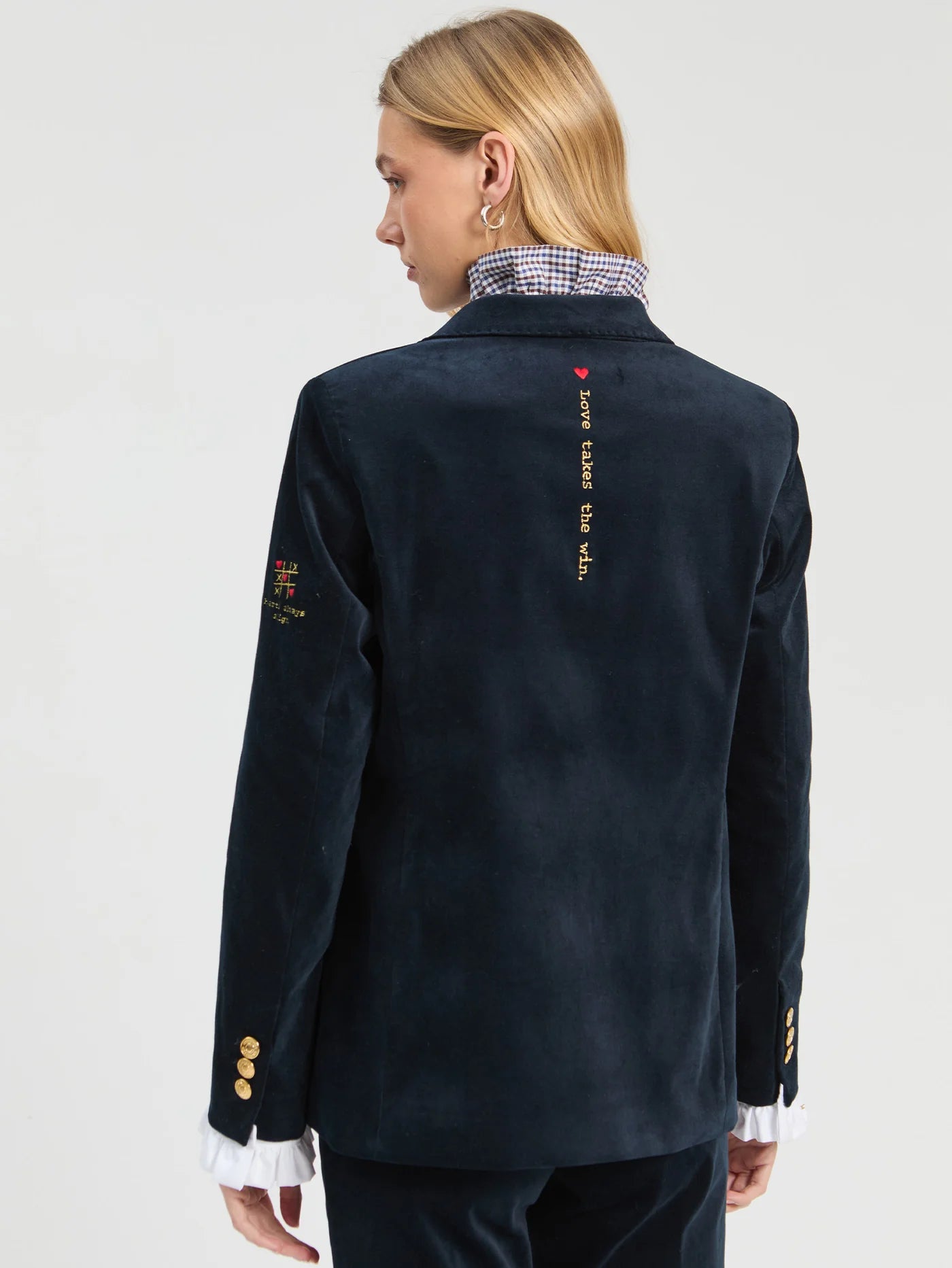 Hillary Embroidered Velvet Jacket/Navy