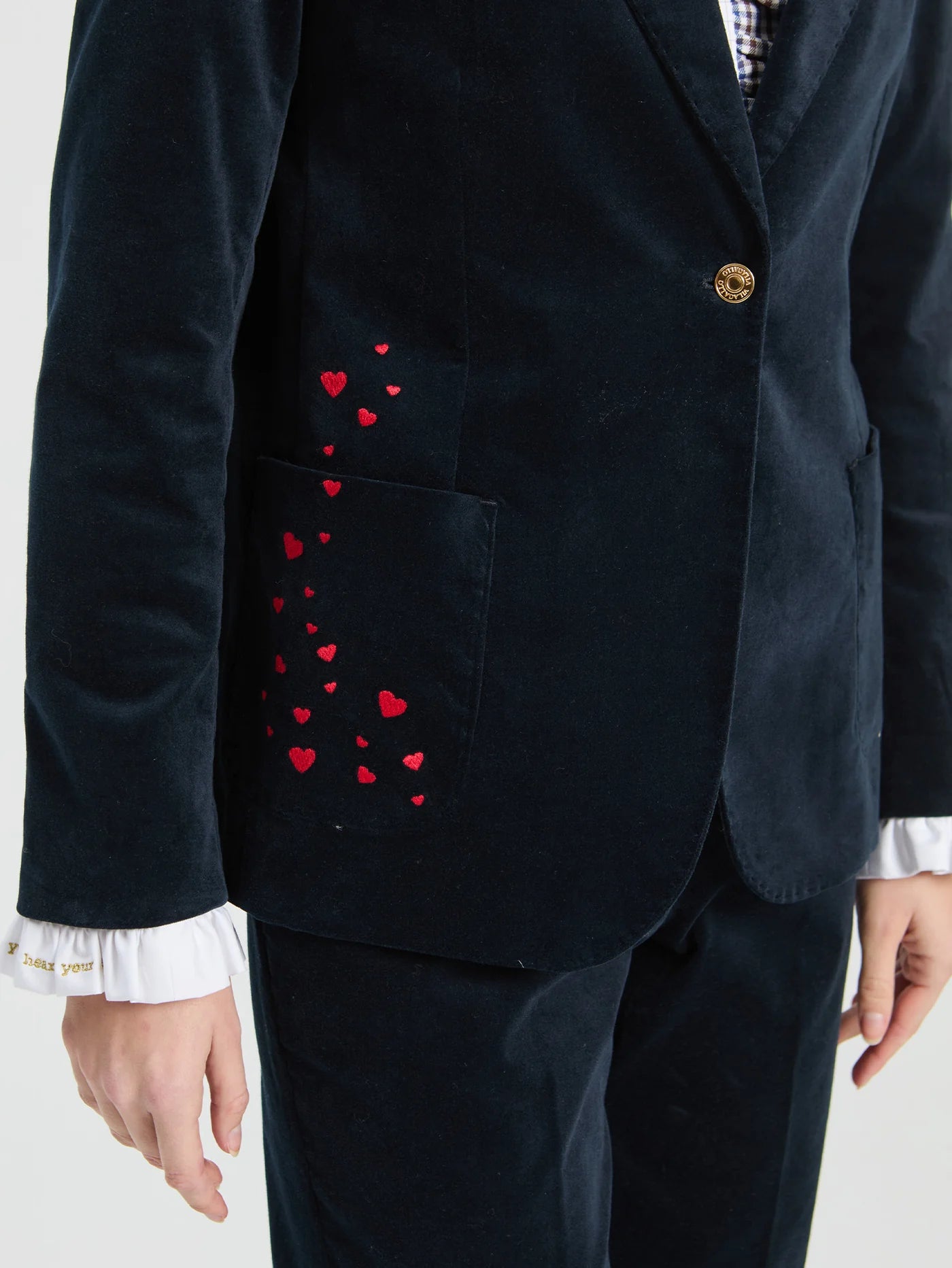 Hillary Embroidered Velvet Jacket/Navy
