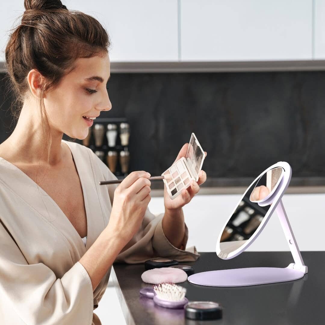 Sara ultra slim foldable lighted travel mirror product photo - full view - BLVD Boutik