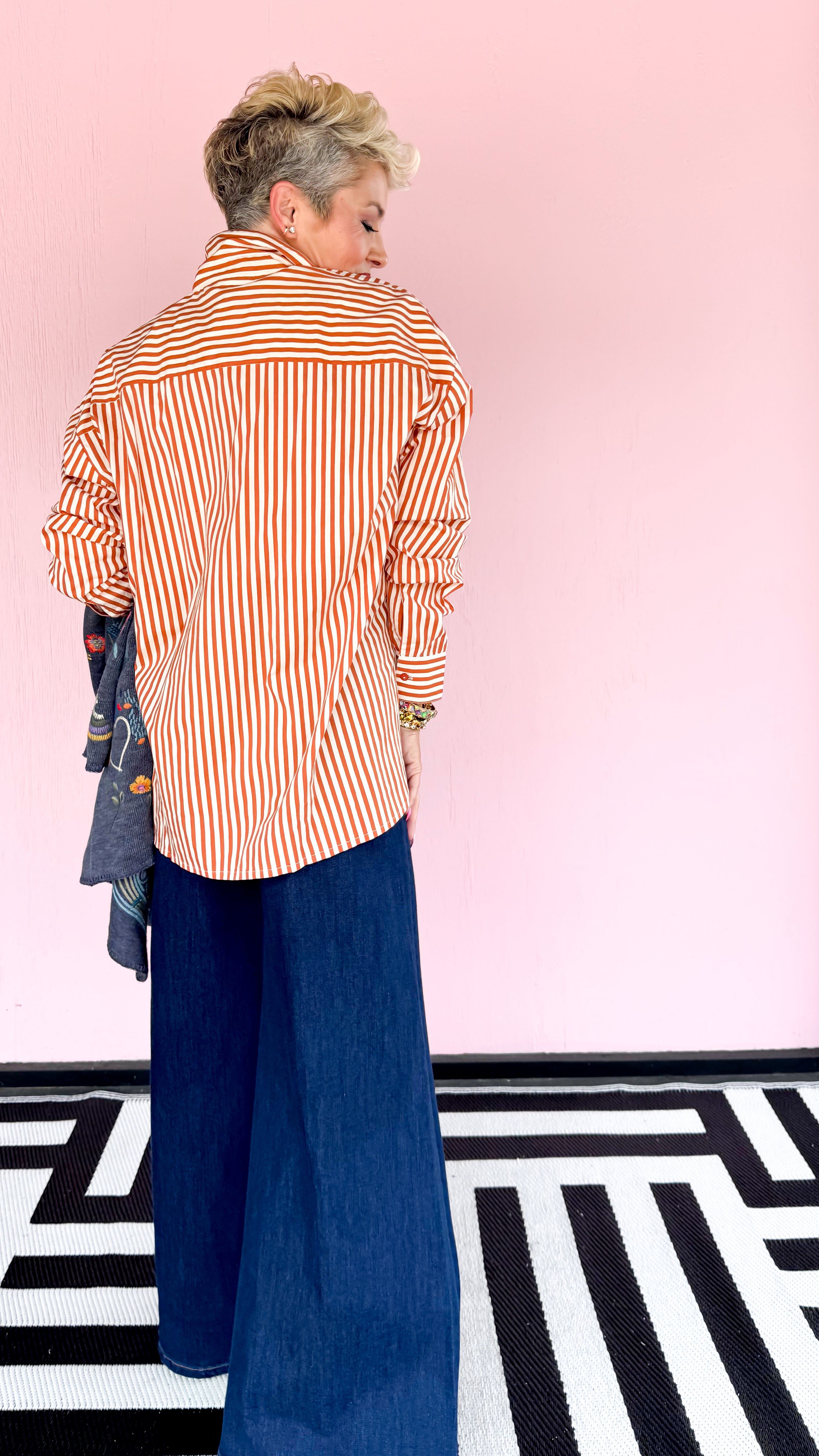 Tanvi Striped Botton Down Top/Rust