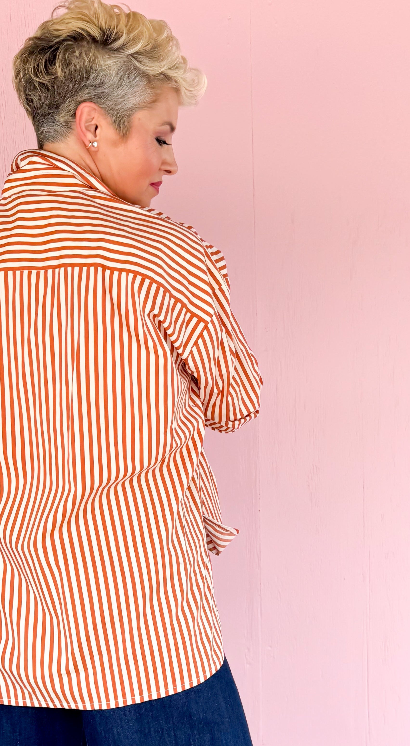 Tanvi Striped Botton Down Top/Rust