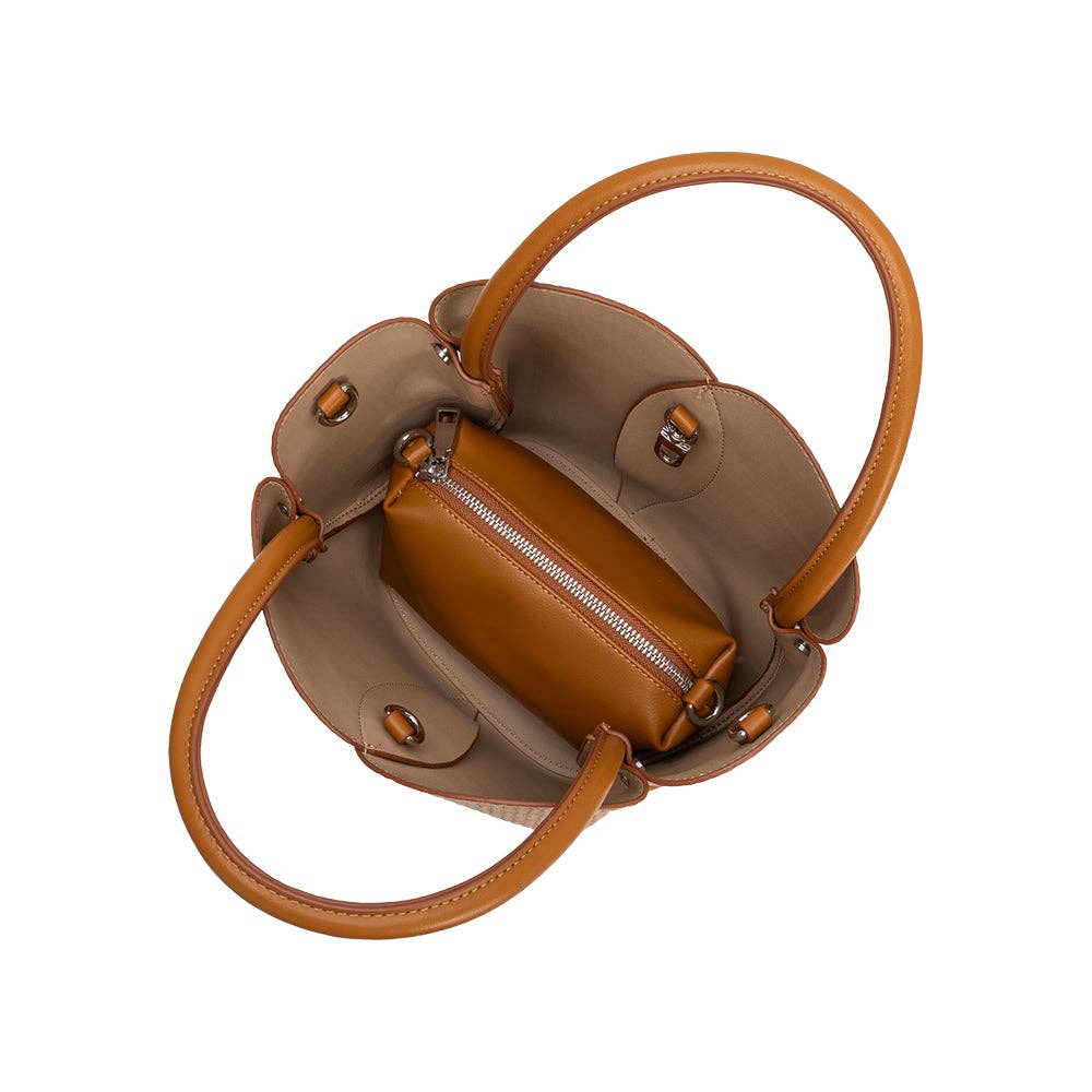 Tulip Raffia Midi Bag