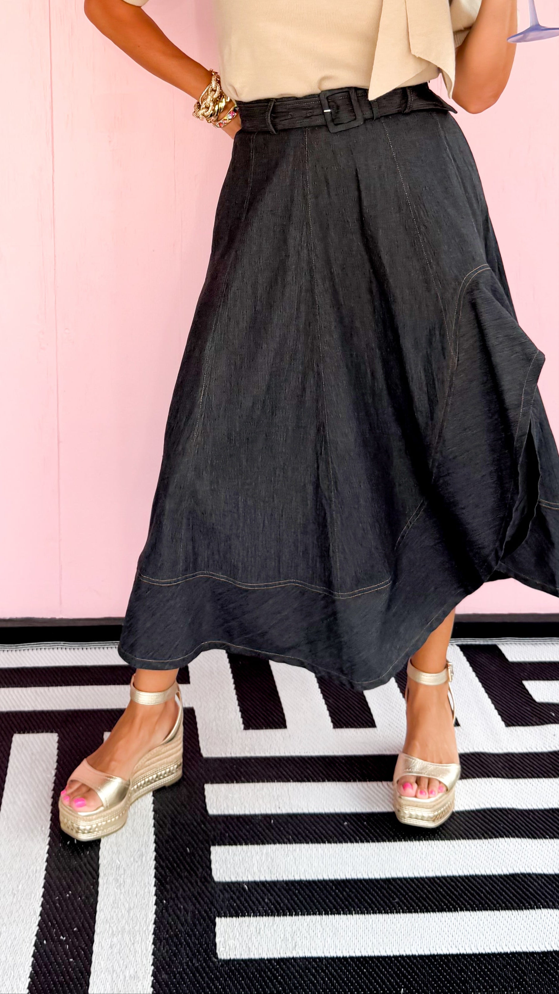 Asymetric Denim Skirt/Black - The BLVD