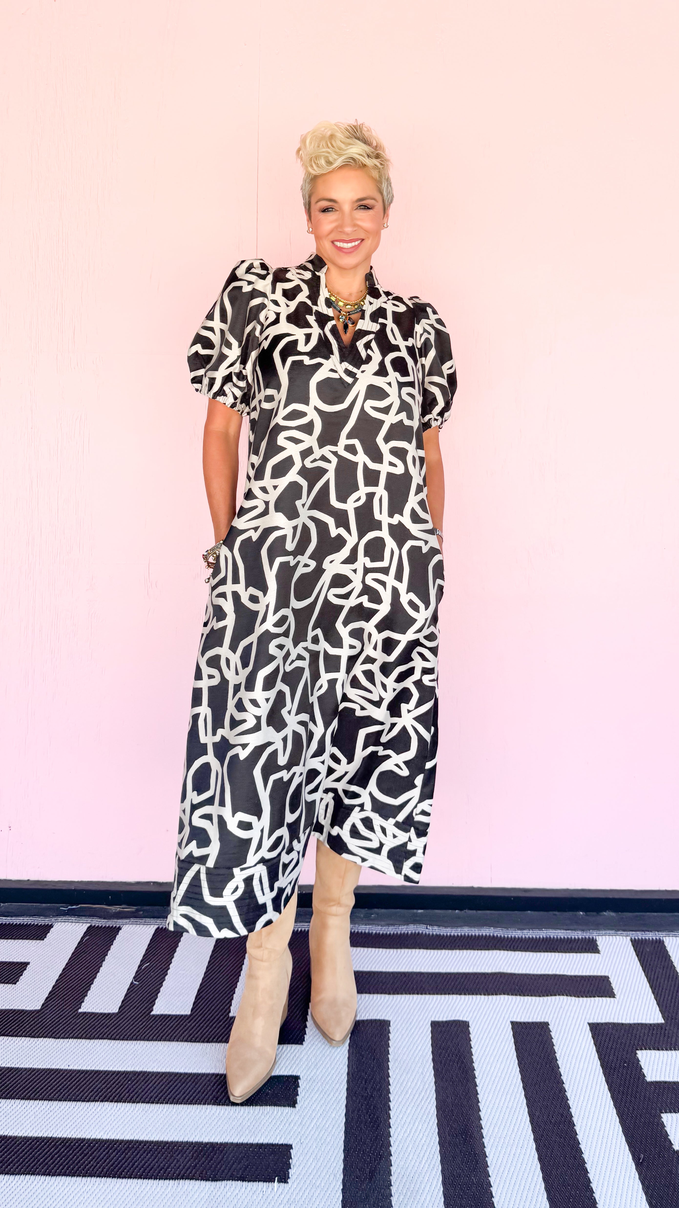 Hampton Boot Print Maxi Dress/Black