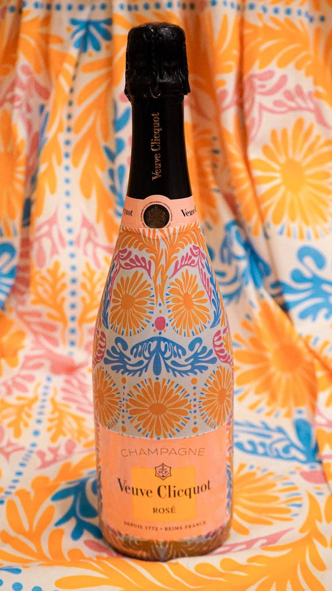 Beau Bottles Parfait Jardin floral champagne bottle wrap — front view — BLVD Boutik