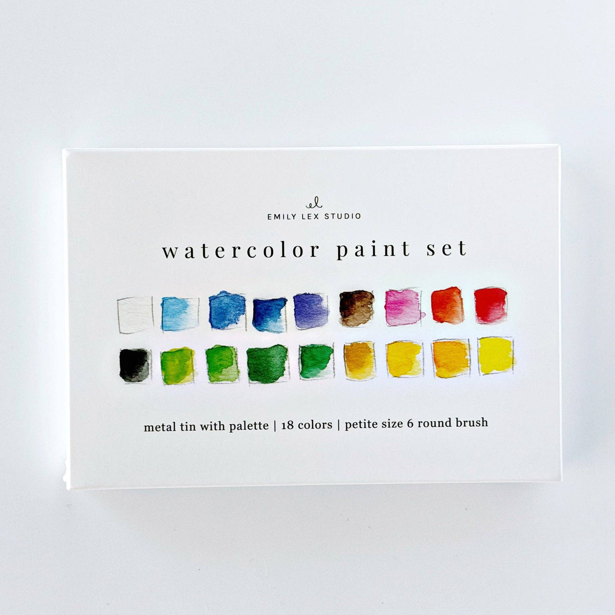 Watercolor paint set packaging, alternate view