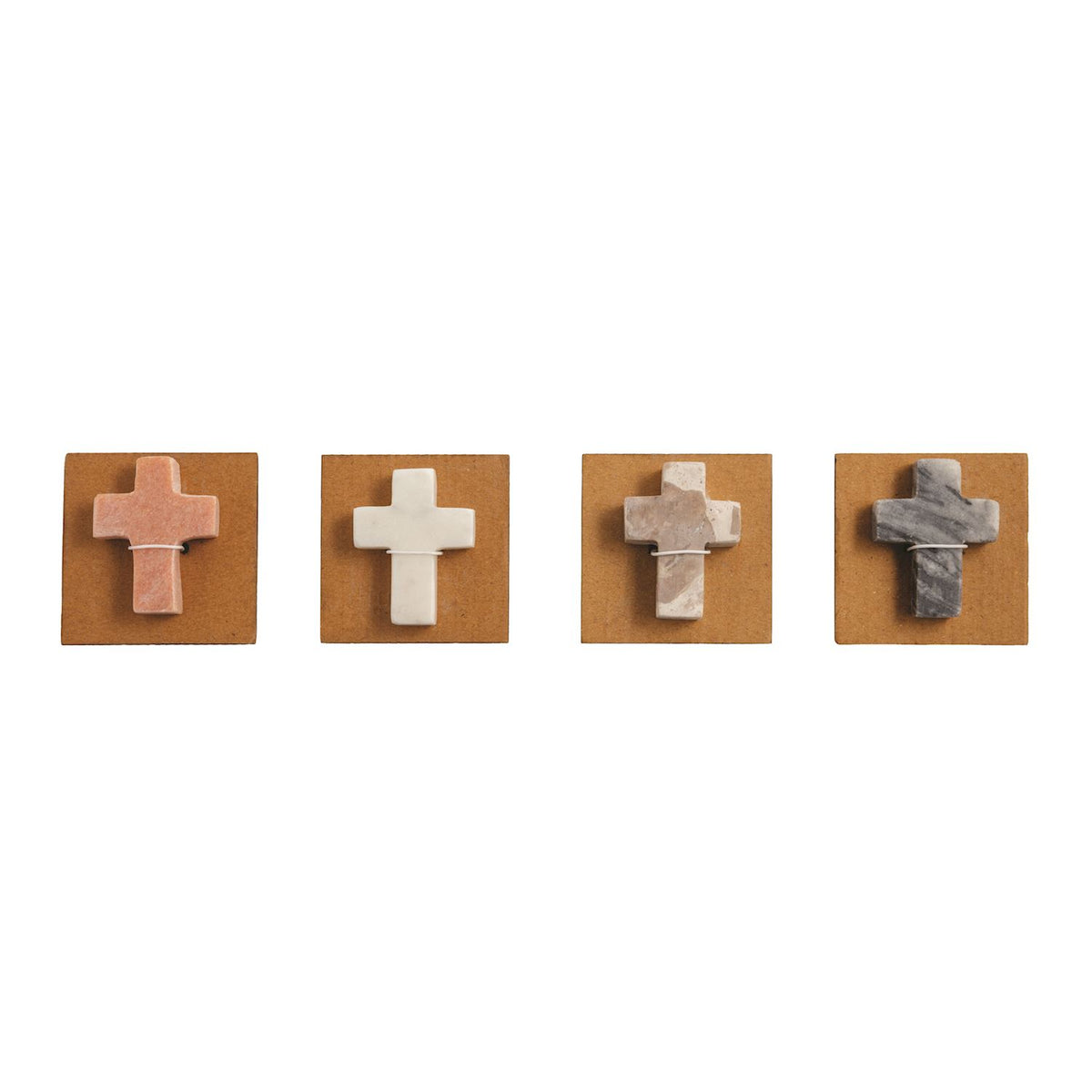 Marble pocket cross keepsake in a smooth natural marble finish, full view