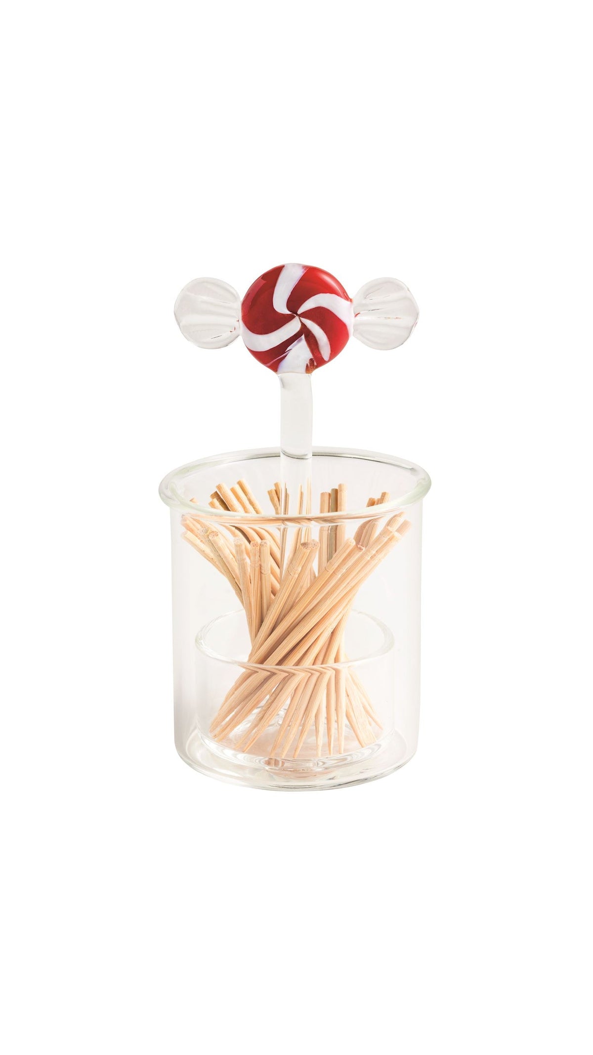 Peppermint Glass Toothpick Holder full view on white
