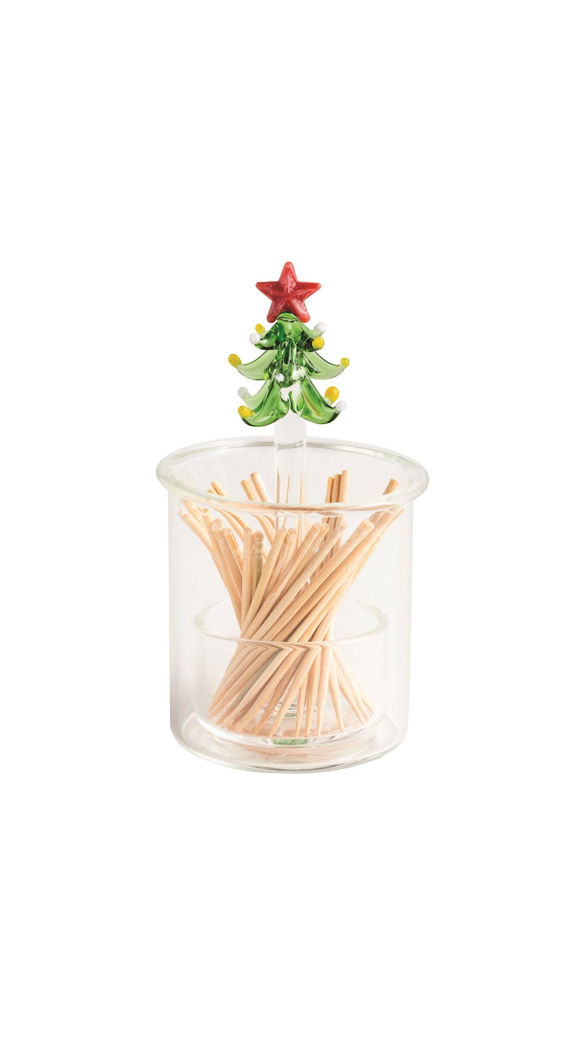 Tree Glass Toothpick Holder full view on white