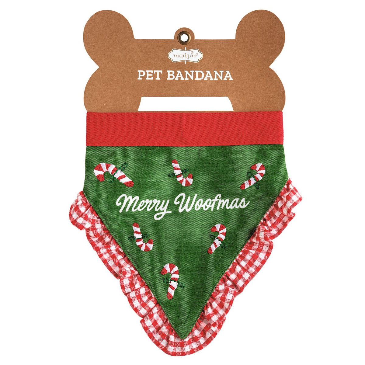 Most Likely Too embroidered holiday pet bandana, full view